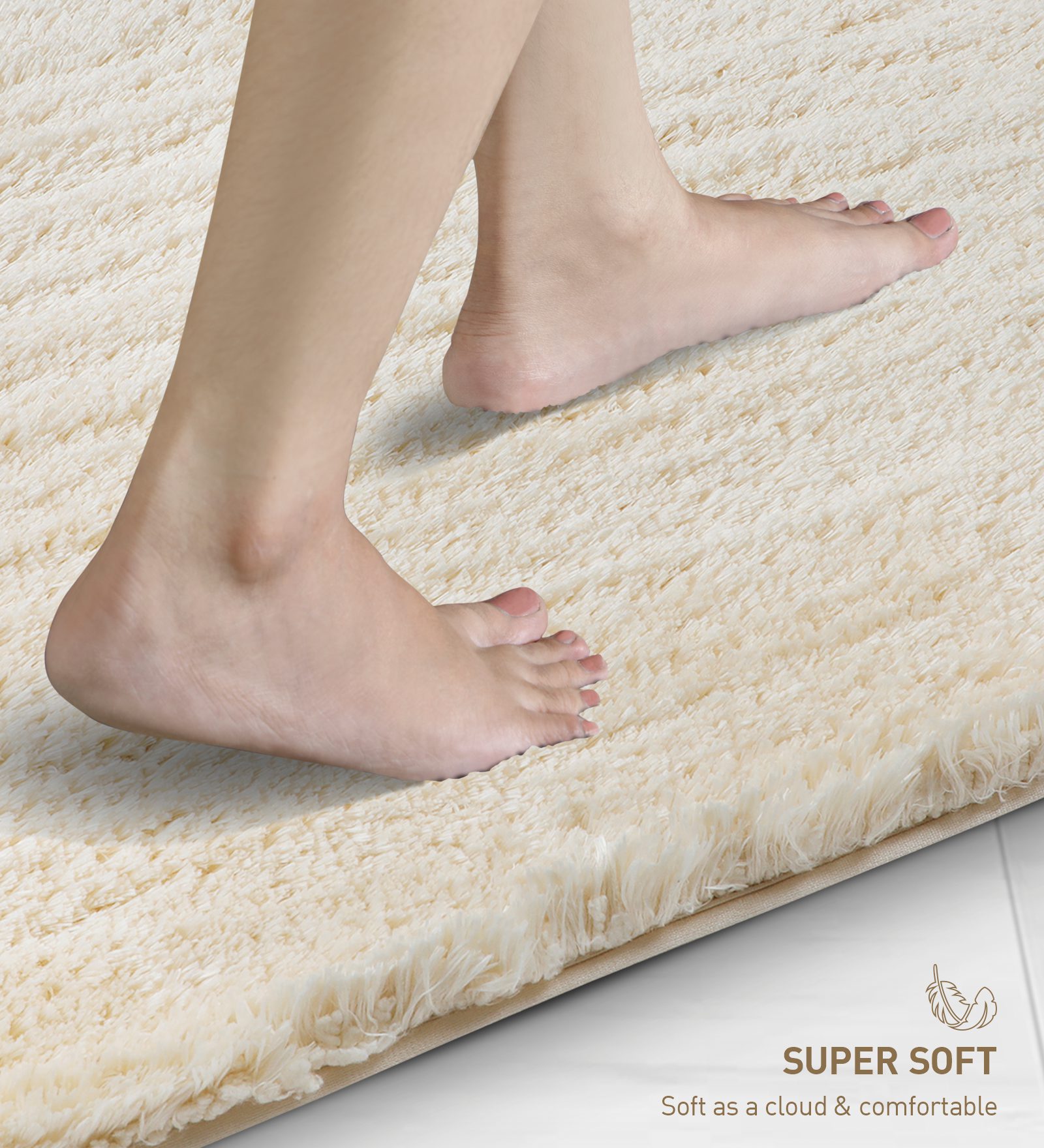 Divino Quick Dry Anti-skid Bath Mat Cream