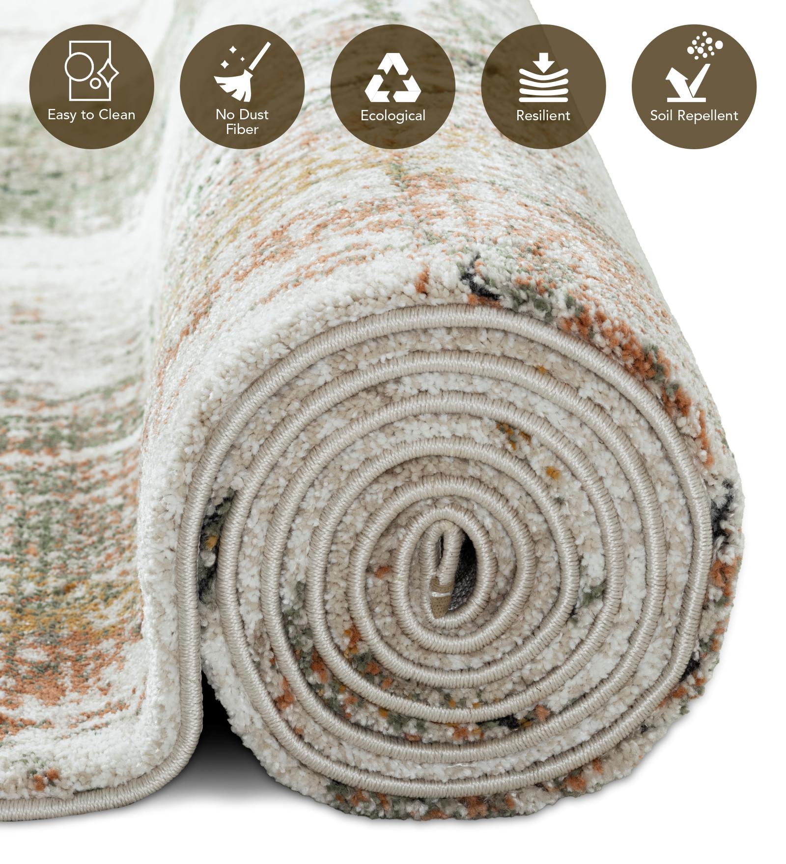 Cyrus Abstract Machine Made Carpet Green