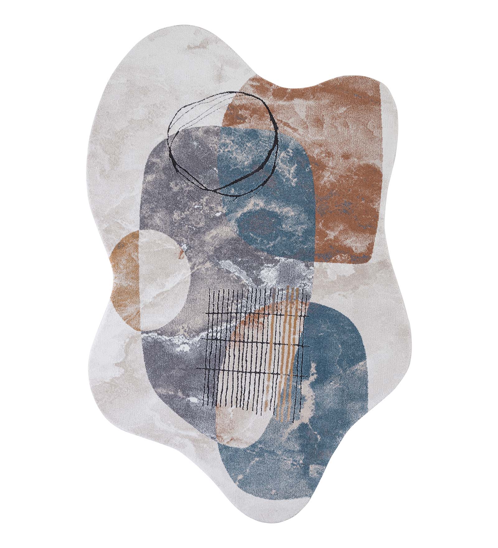 Cyrus Abstract Machine Made Carpet Blue