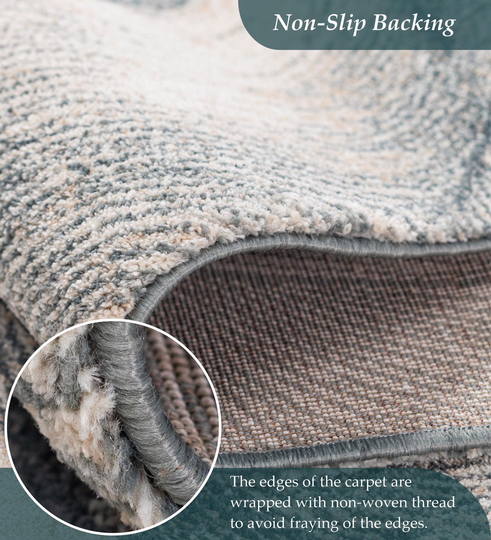 Reverie Abstract Machine Made Runner Beige and Grey