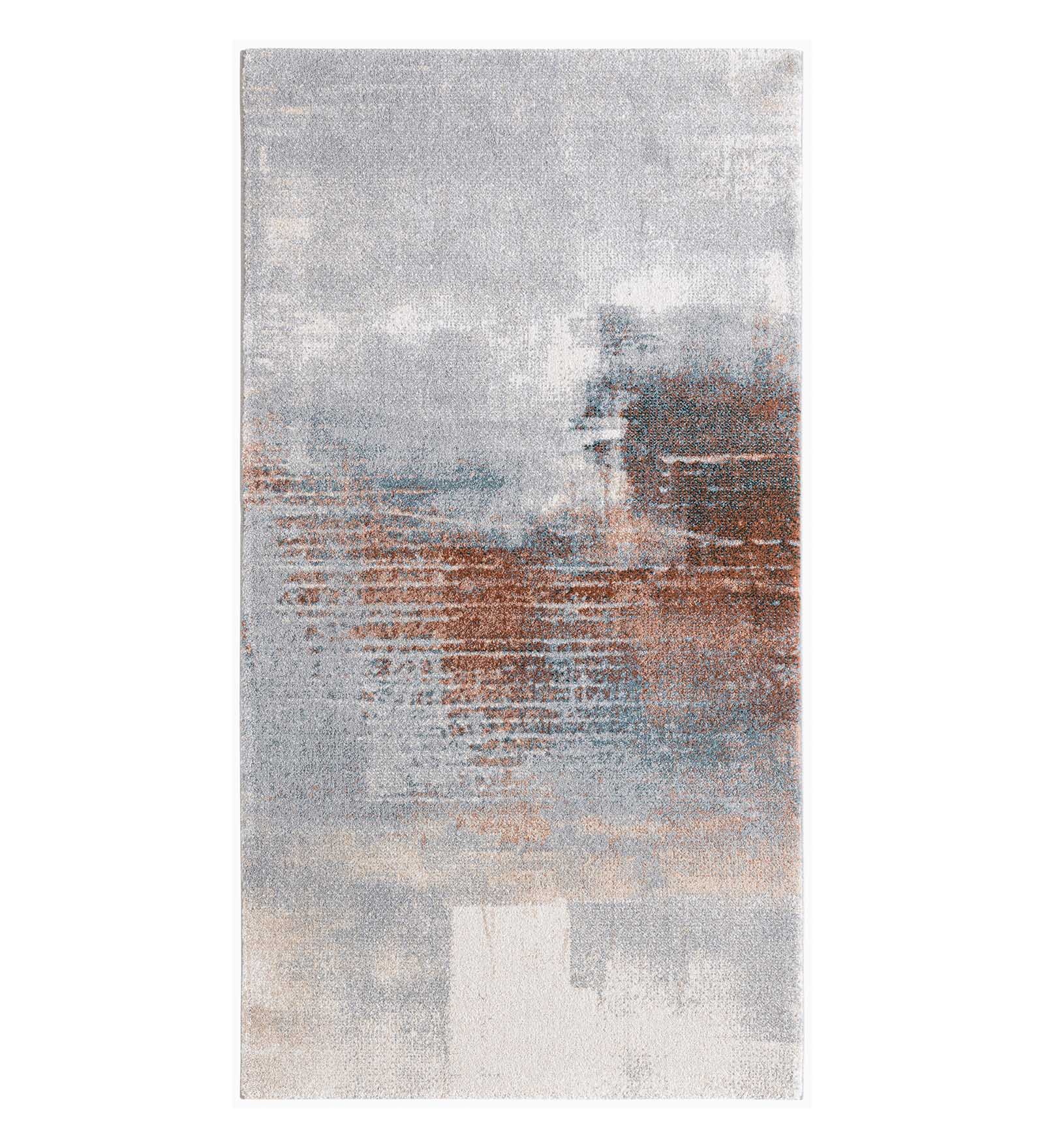 Reverie Abstract Machine Made Runner Brown and Grey