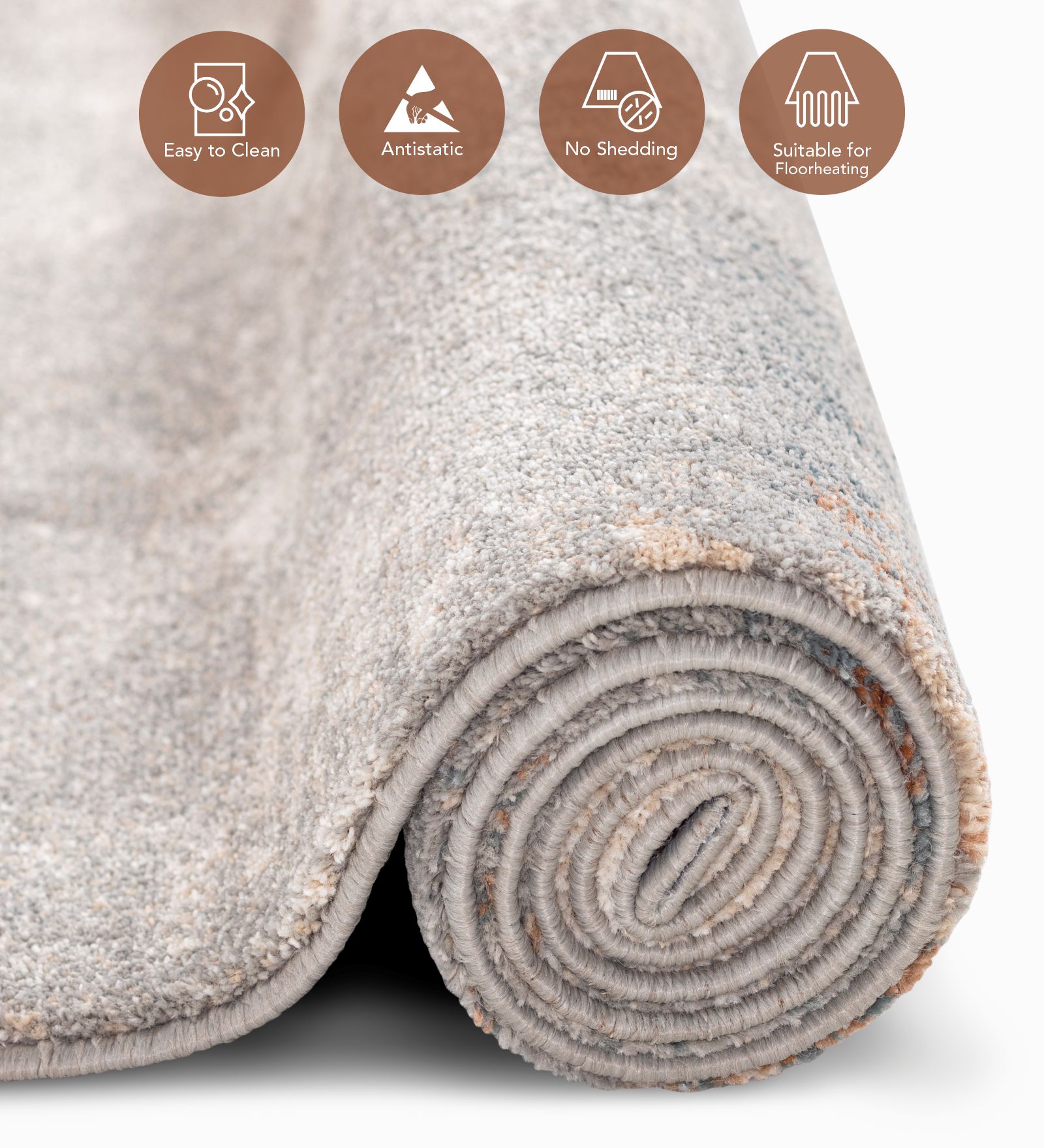 Reverie Abstract Machine Made Runner Brown and Grey