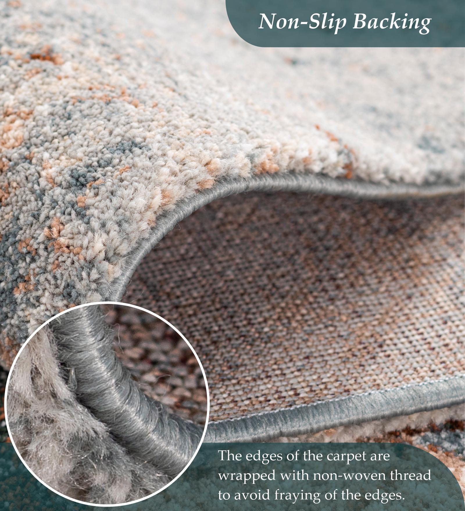 Reverie Abstract Machine Made Runner Grey and Rust