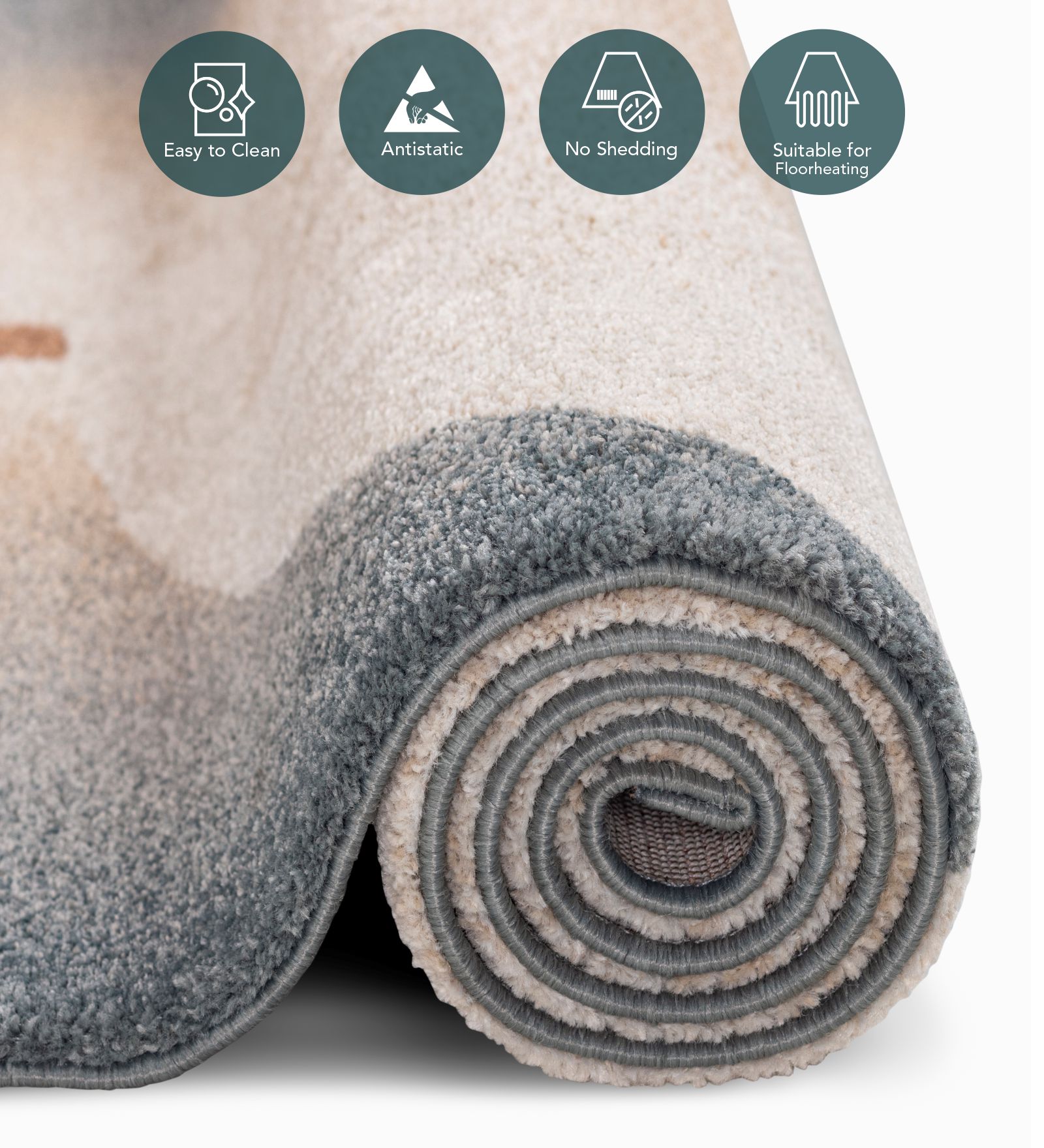 Reverie Abstract Machine Made Runner Beige and Blue