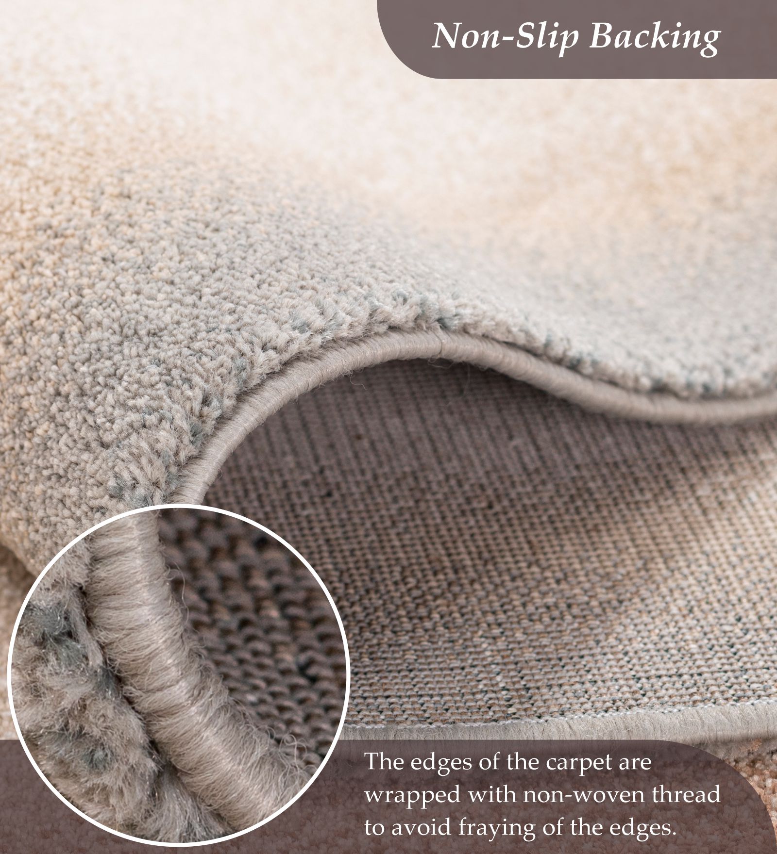 Reverie Solid Machine Made Carpet Beige and Brown