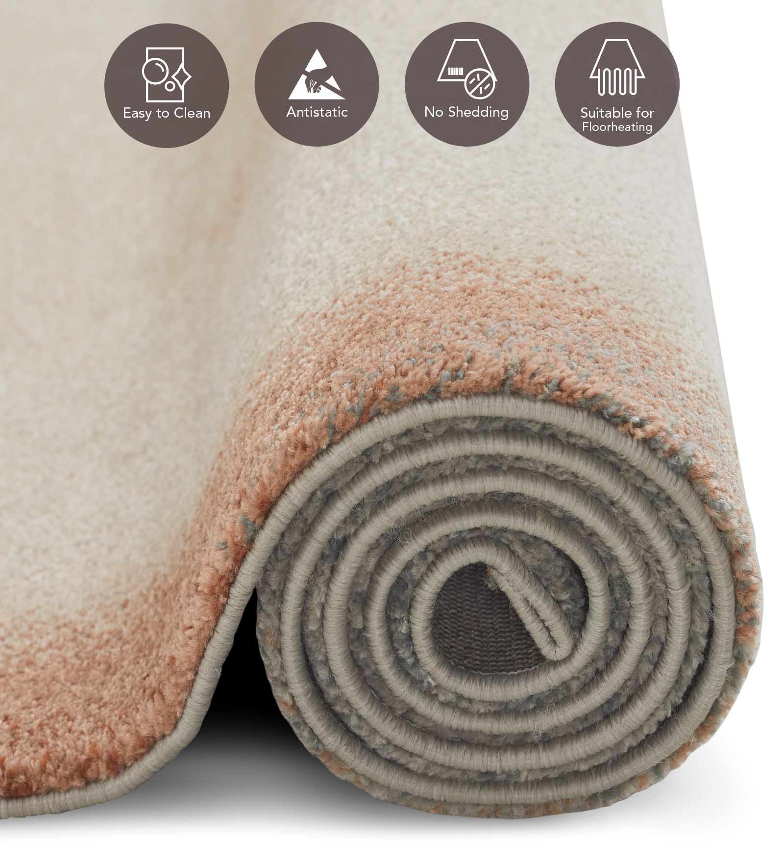 Reverie Solid Machine Made Carpet Beige and Brown