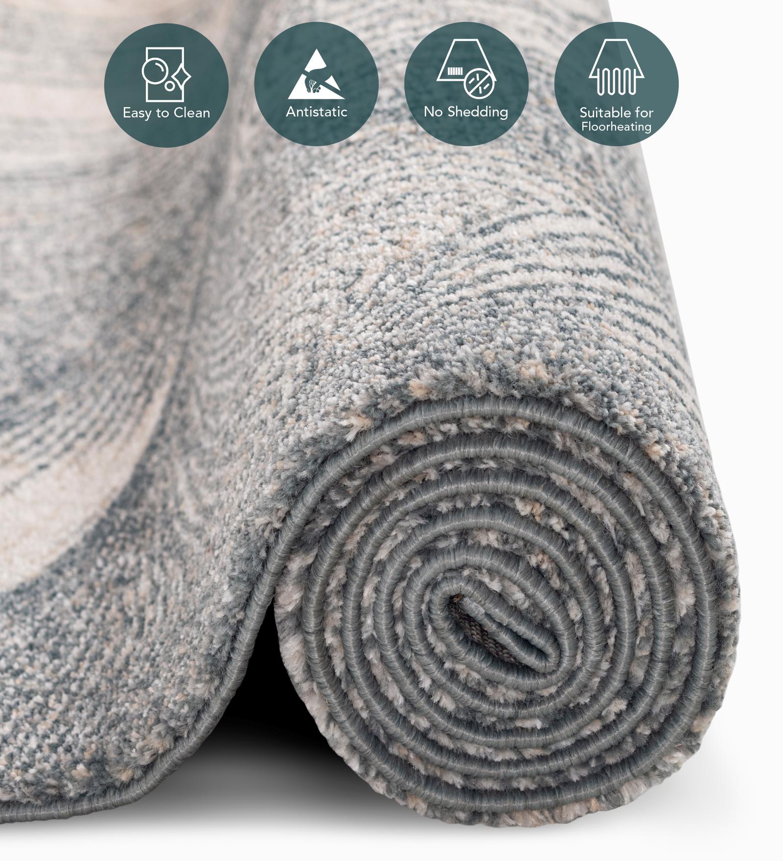 Reverie Abstract Machine Made Carpet Beige and Grey