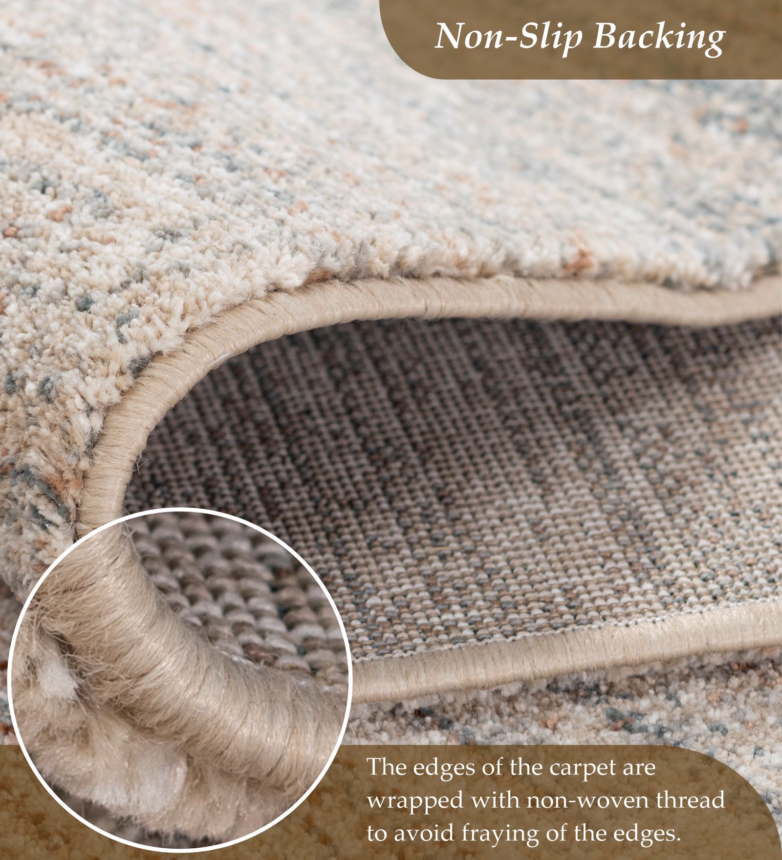 Reverie Abstract Machine Made Carpet Brown and Beige