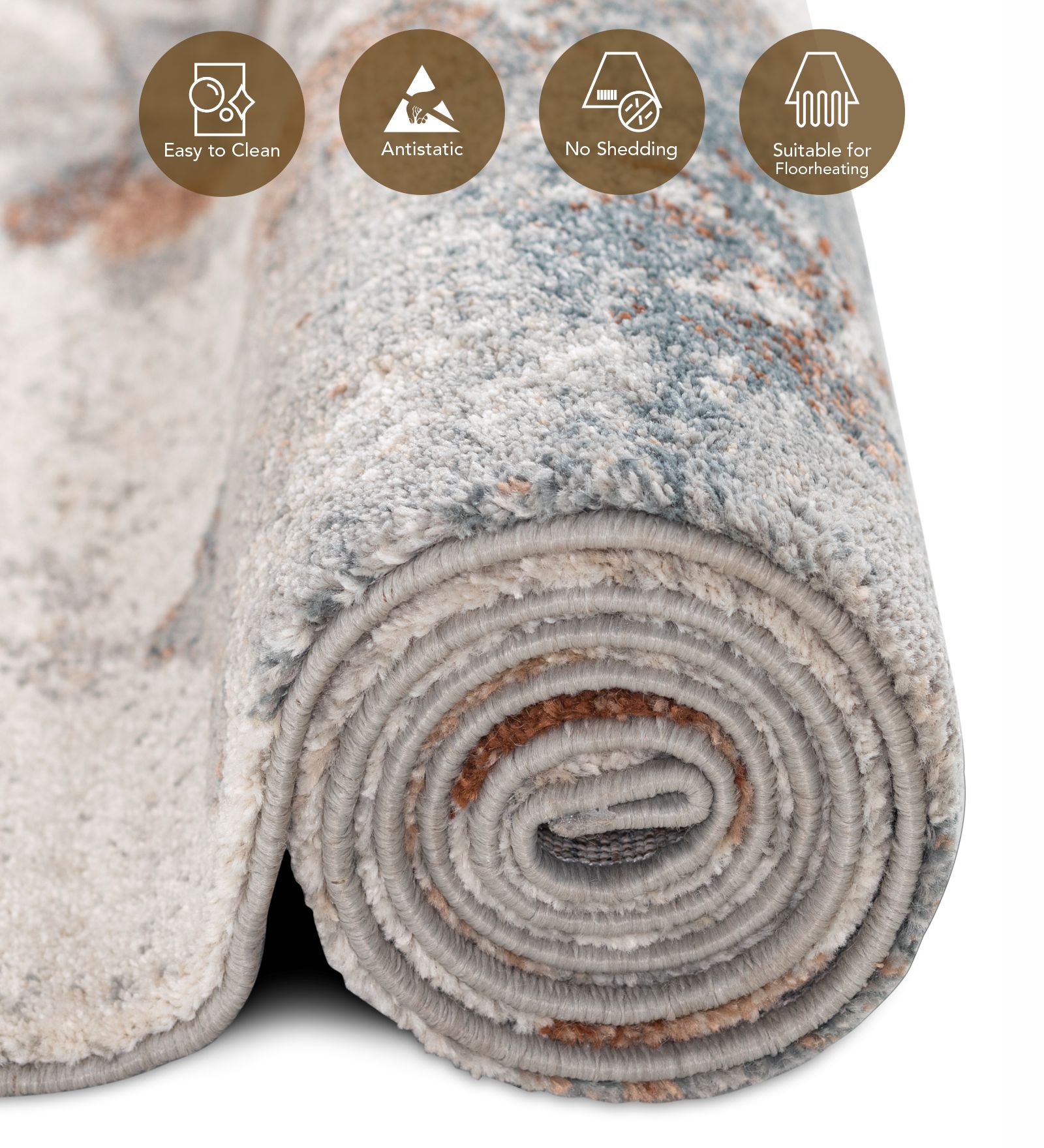 Reverie Floral Machine Made Carpet Beige and Rust