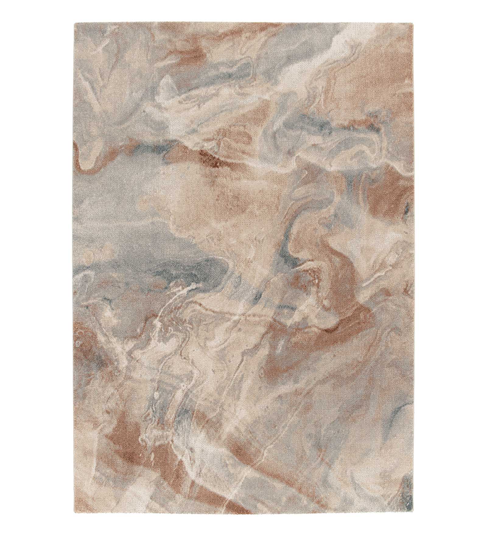 Reverie Abstract Machine Made Carpet Rust and Blue