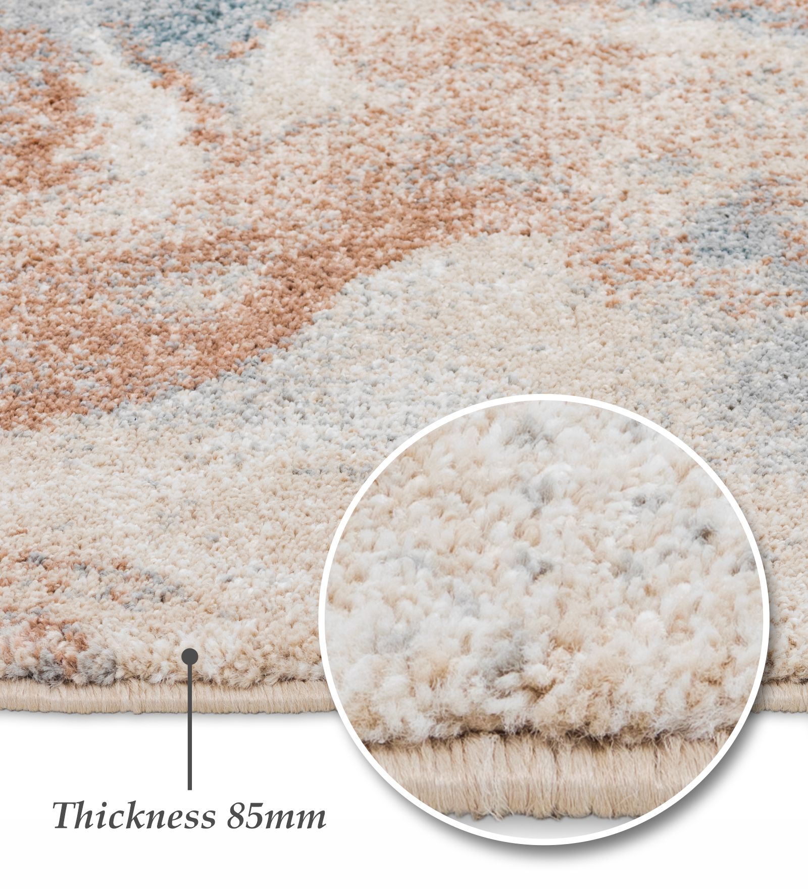 Reverie Abstract Machine Made Carpet Rust and Blue