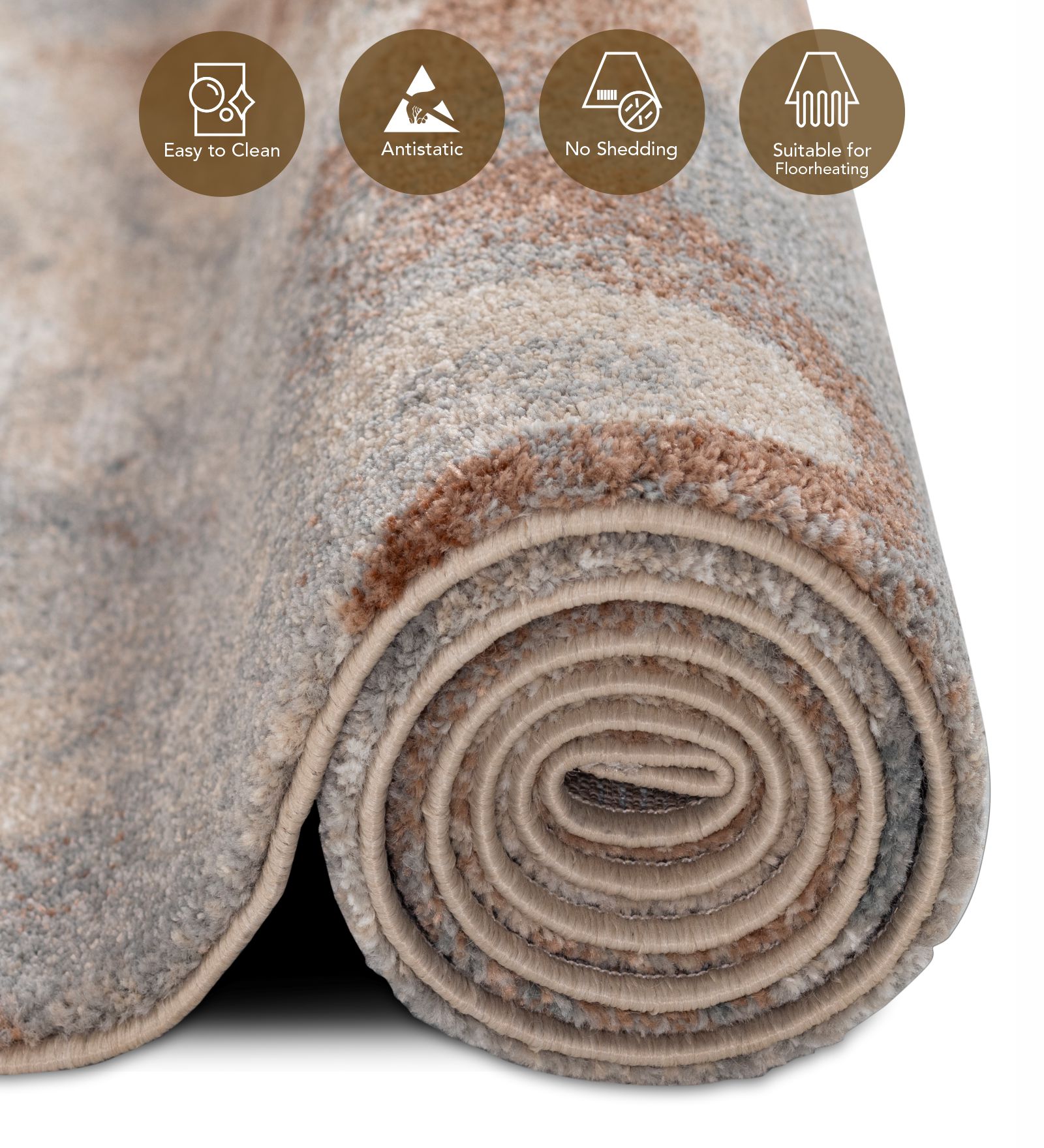 Reverie Abstract Machine Made Carpet Rust and Blue