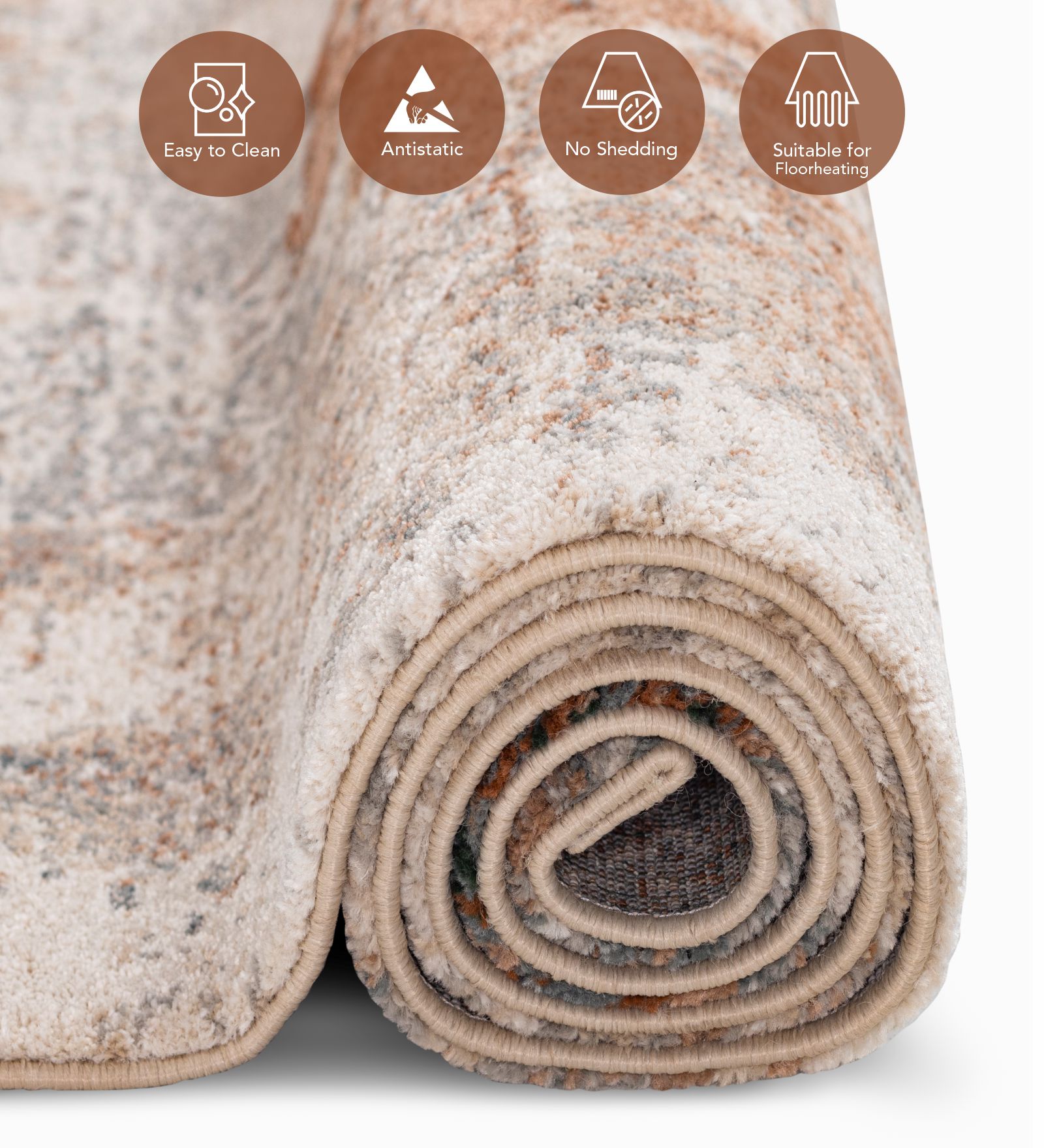 Reverie Abstract Machine Made Carpet Beige and Brown