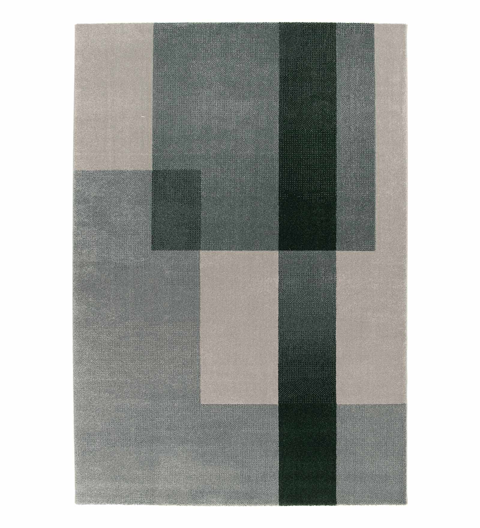 Reverie Geometric Machine Made Carpet Olive and Beige
