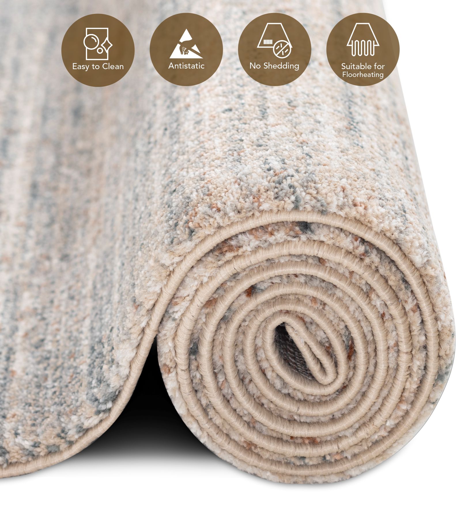 Reverie Abstract Machine Made Carpet Brown and Beige