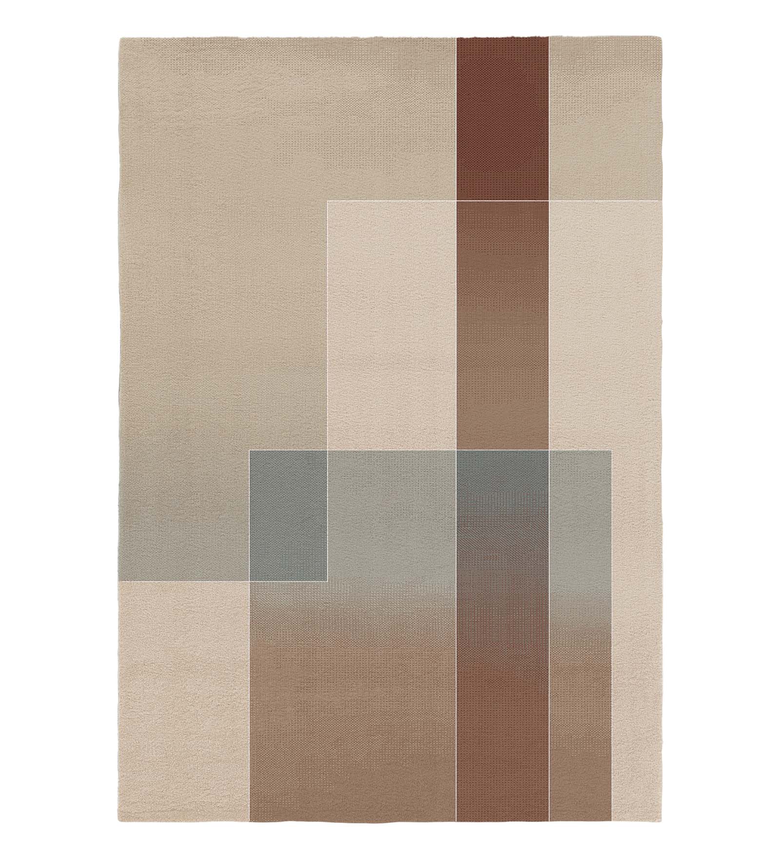 Reverie Geometric Machine Made Carpet Brown and Beige