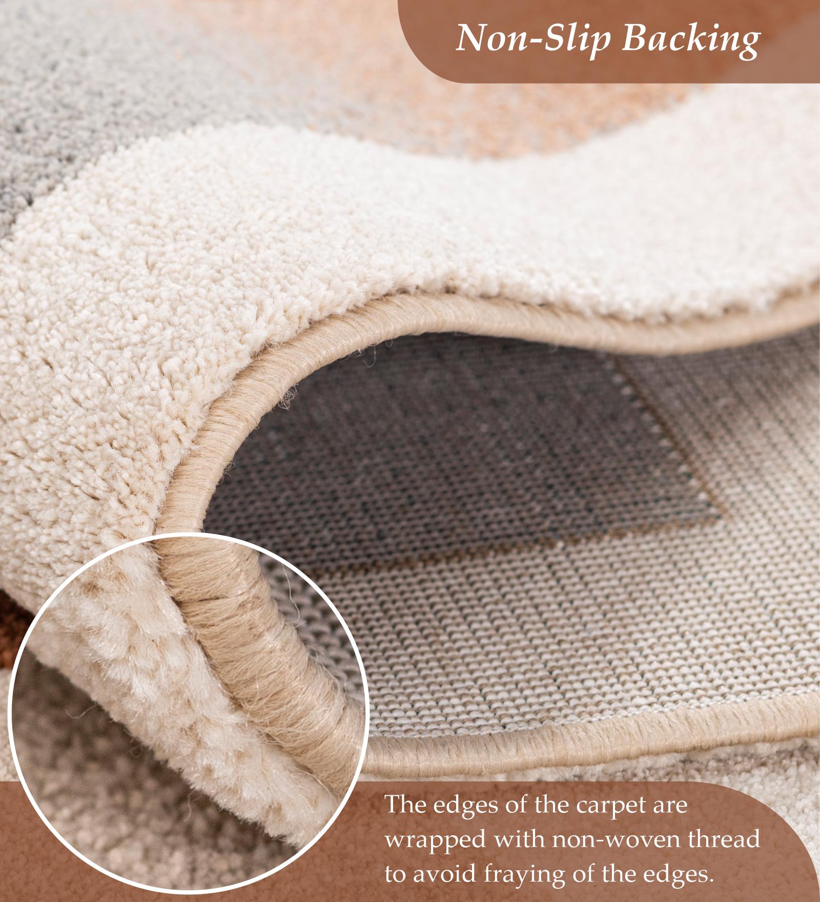 Reverie Geometric Machine Made Carpet Brown and Beige