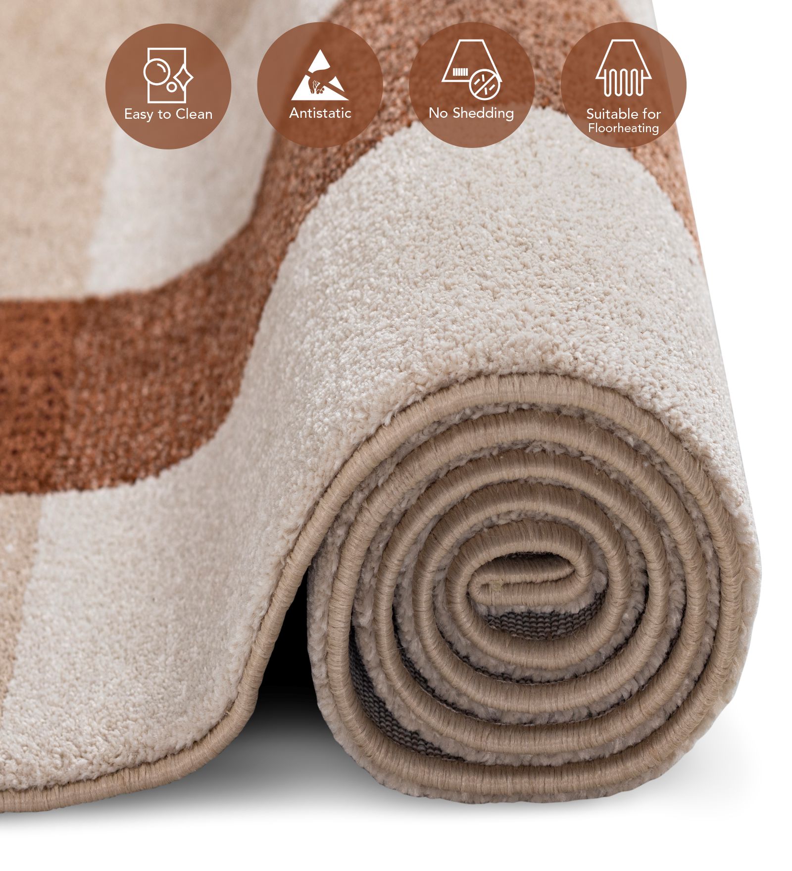 Reverie Geometric Machine Made Carpet Brown and Beige