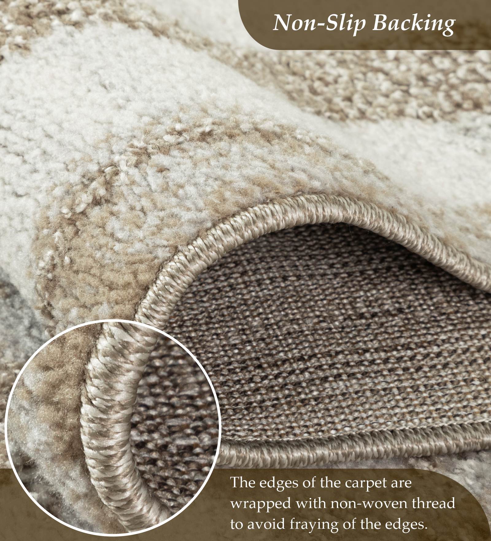 Pine Polyester Abstract Runner Beige