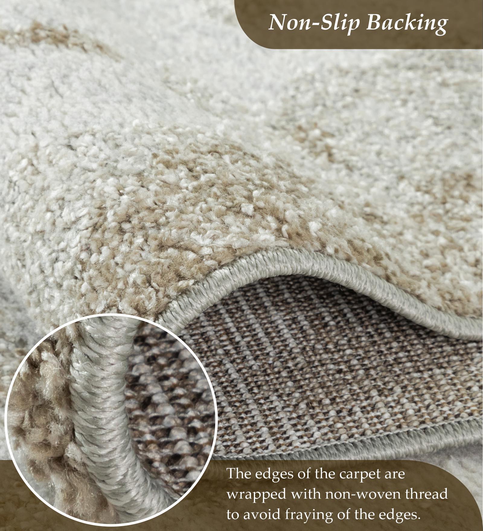 Pine Polyester Abstract Carpet Cream