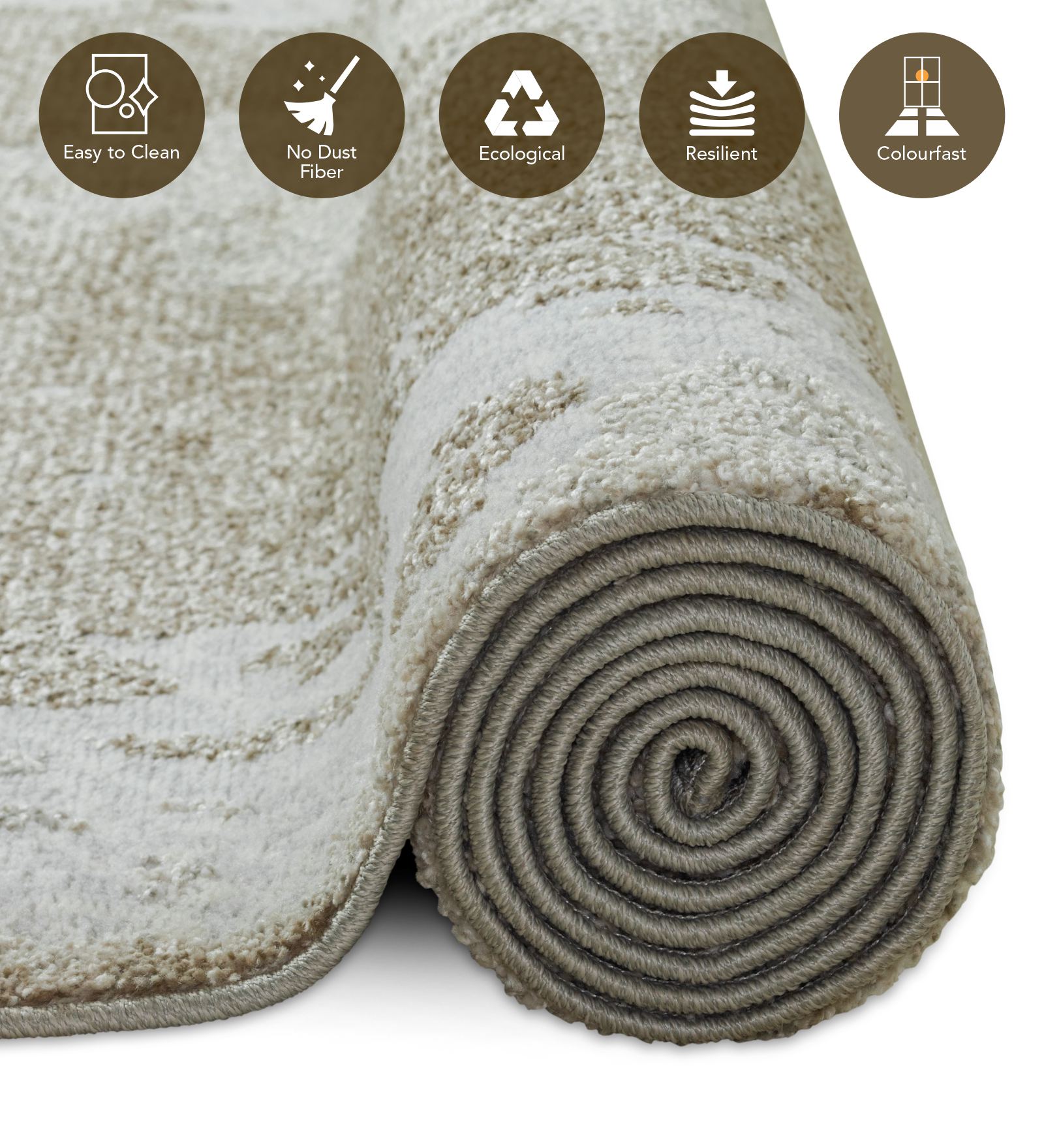 Pine Polyester Abstract Carpet Cream