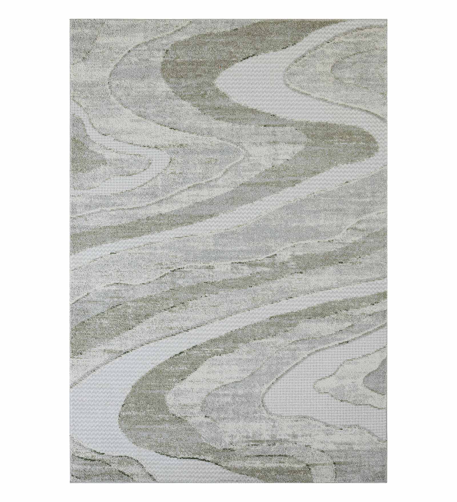 Pine Polyester Abstract Carpet Cream