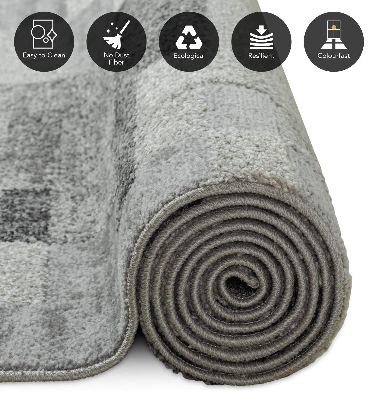 Pine Polyester Abstract Carpet Grey