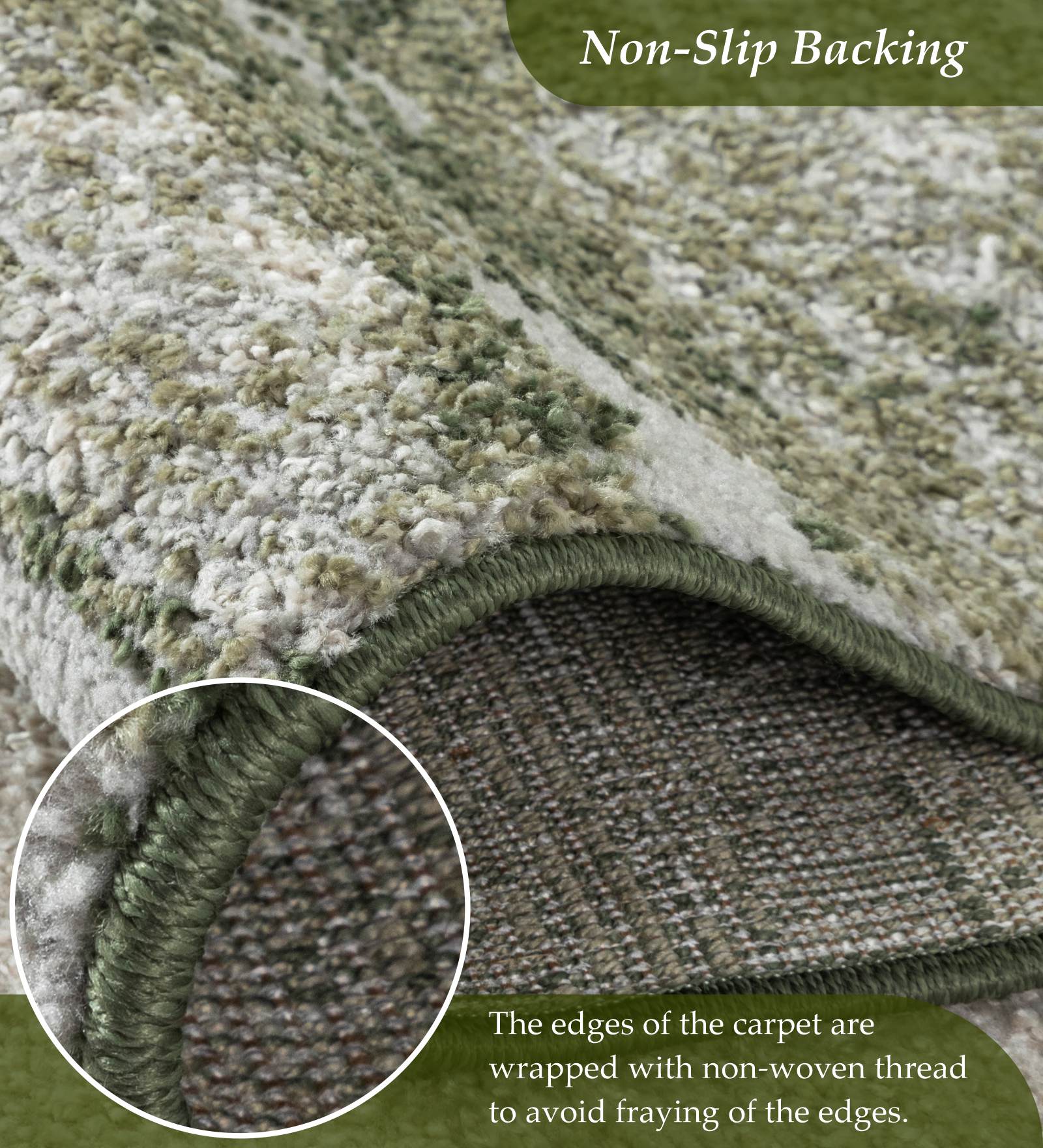 Pine Polyester Abstract Carpet Green