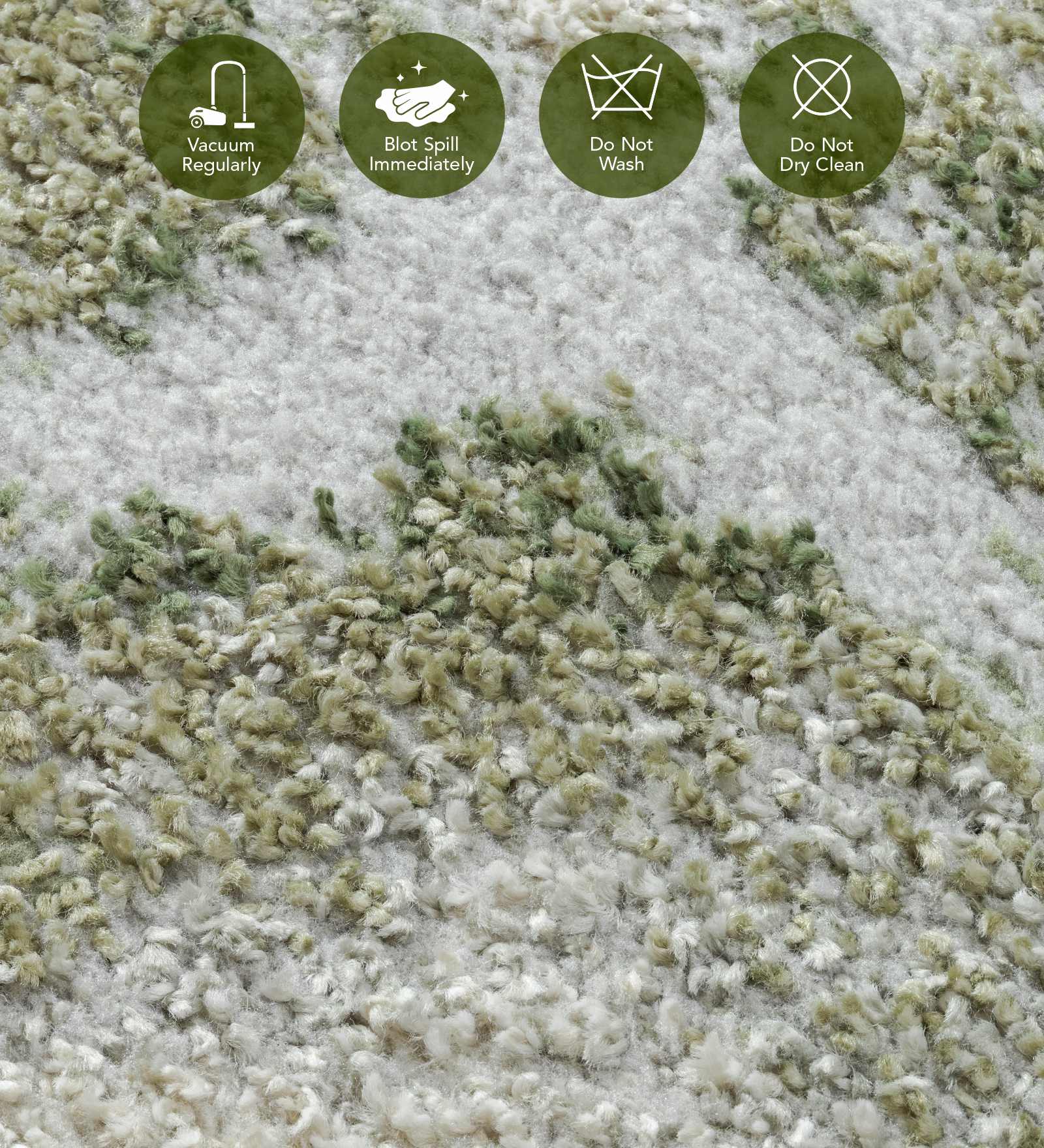 Pine Polyester Abstract Carpet Green