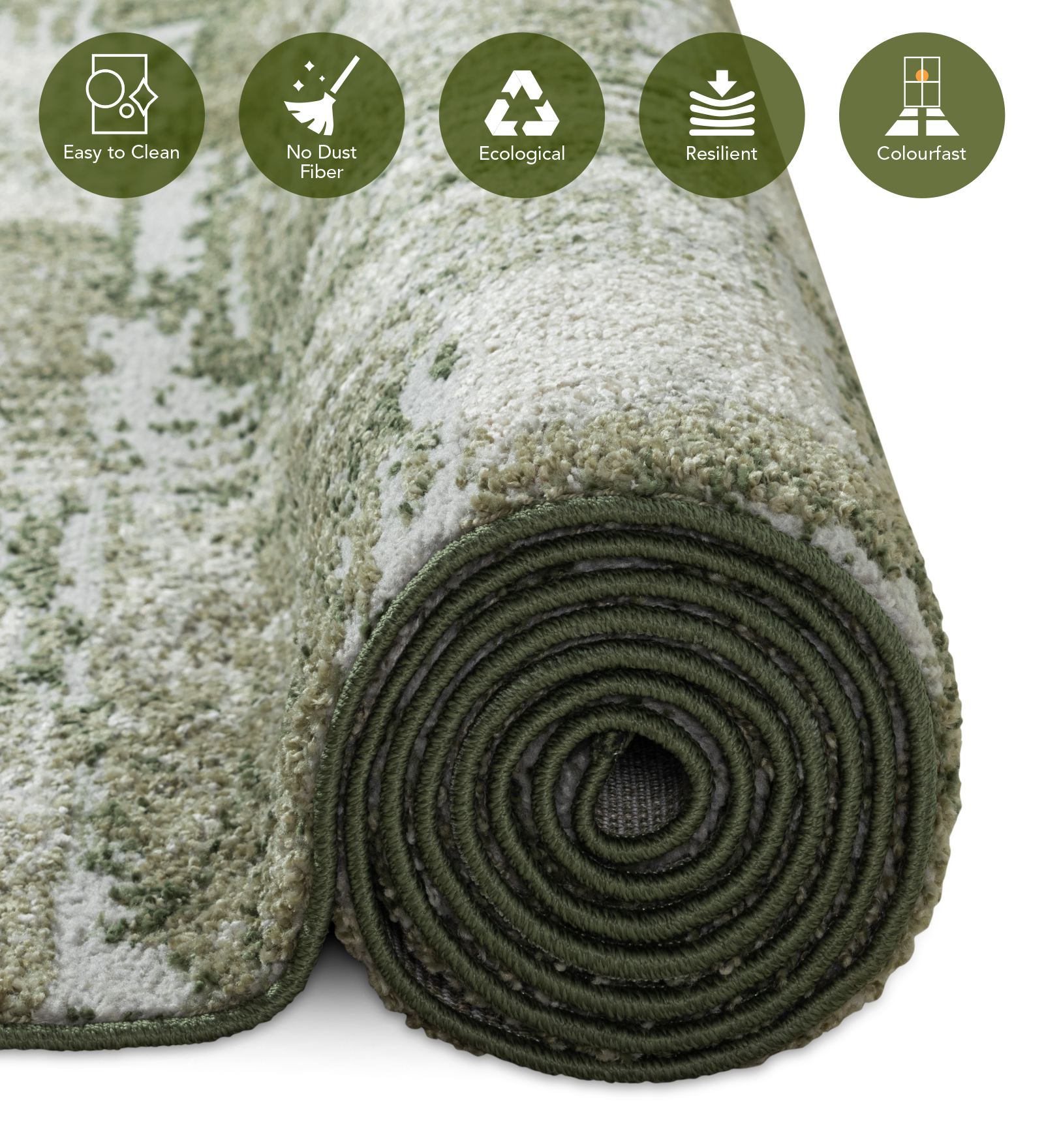 Pine Polyester Abstract Carpet Green