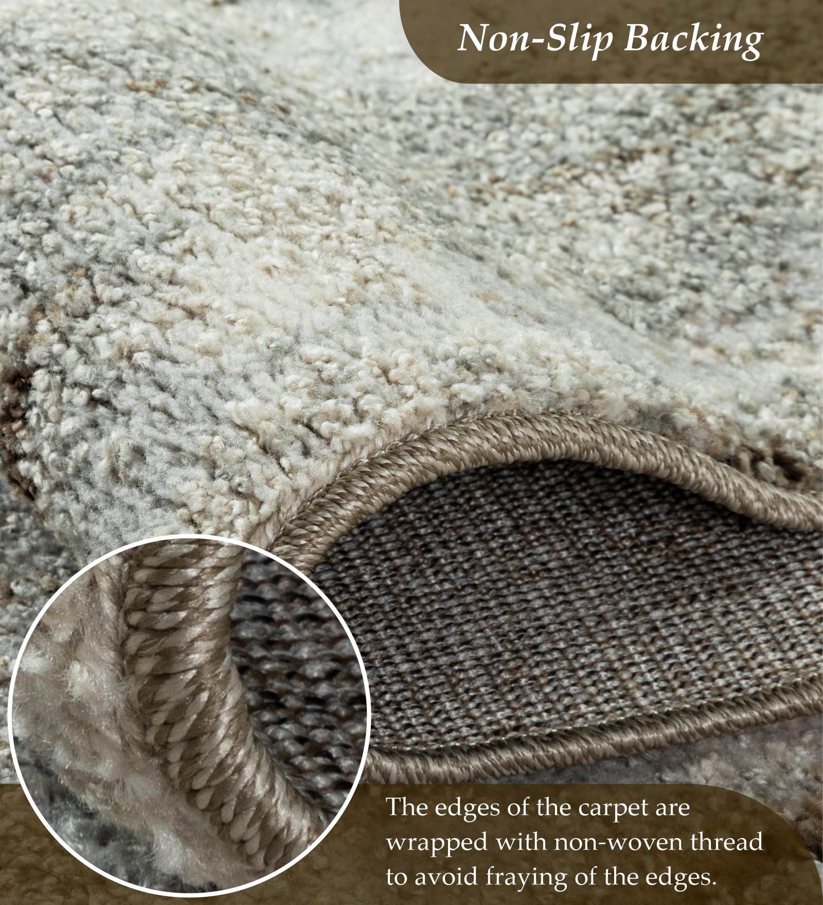 Pine Polyester Abstract Carpet Cream