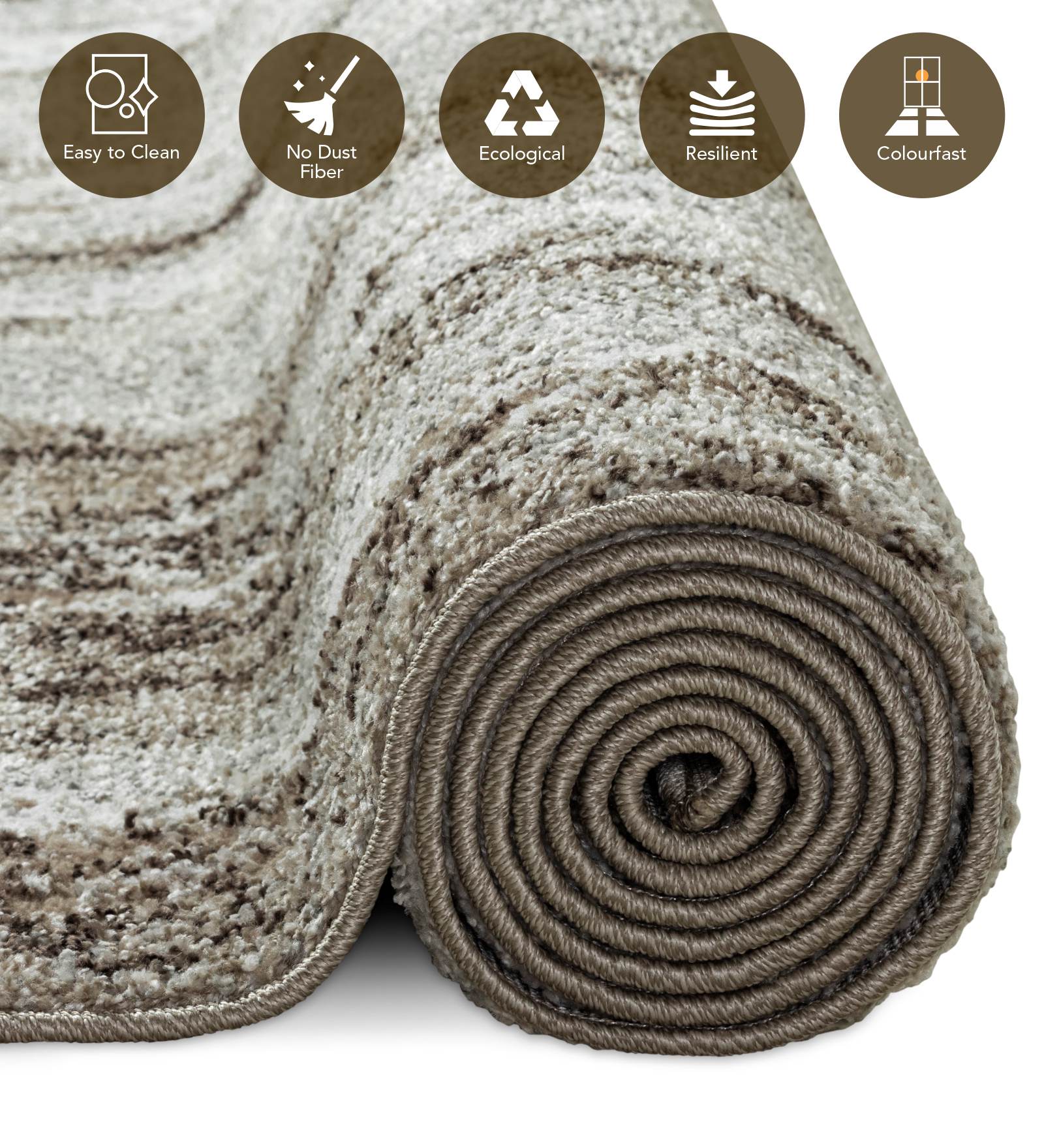 Pine Polyester Abstract Carpet Cream