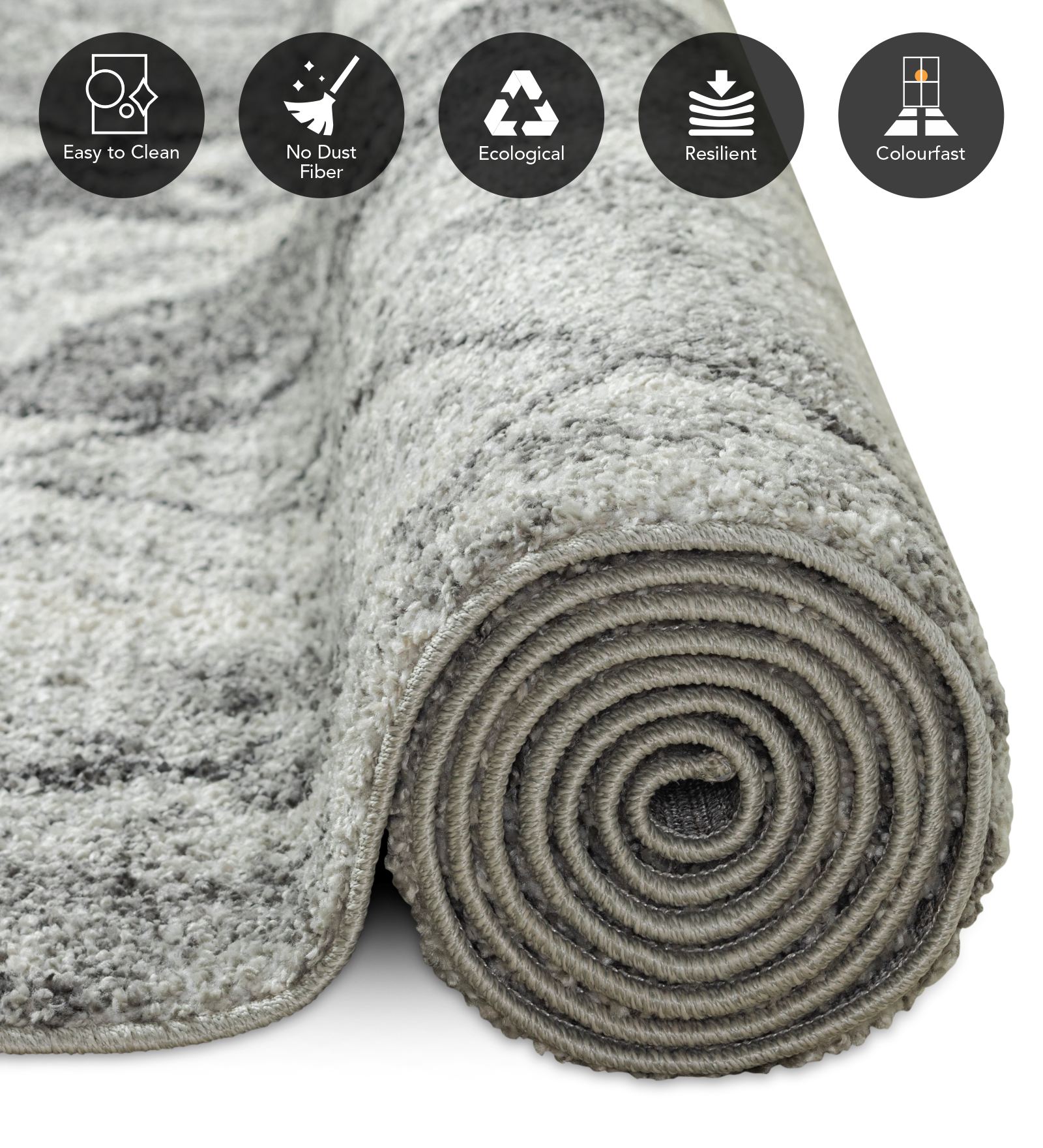 Pine Polyester Abstract Carpet Grey