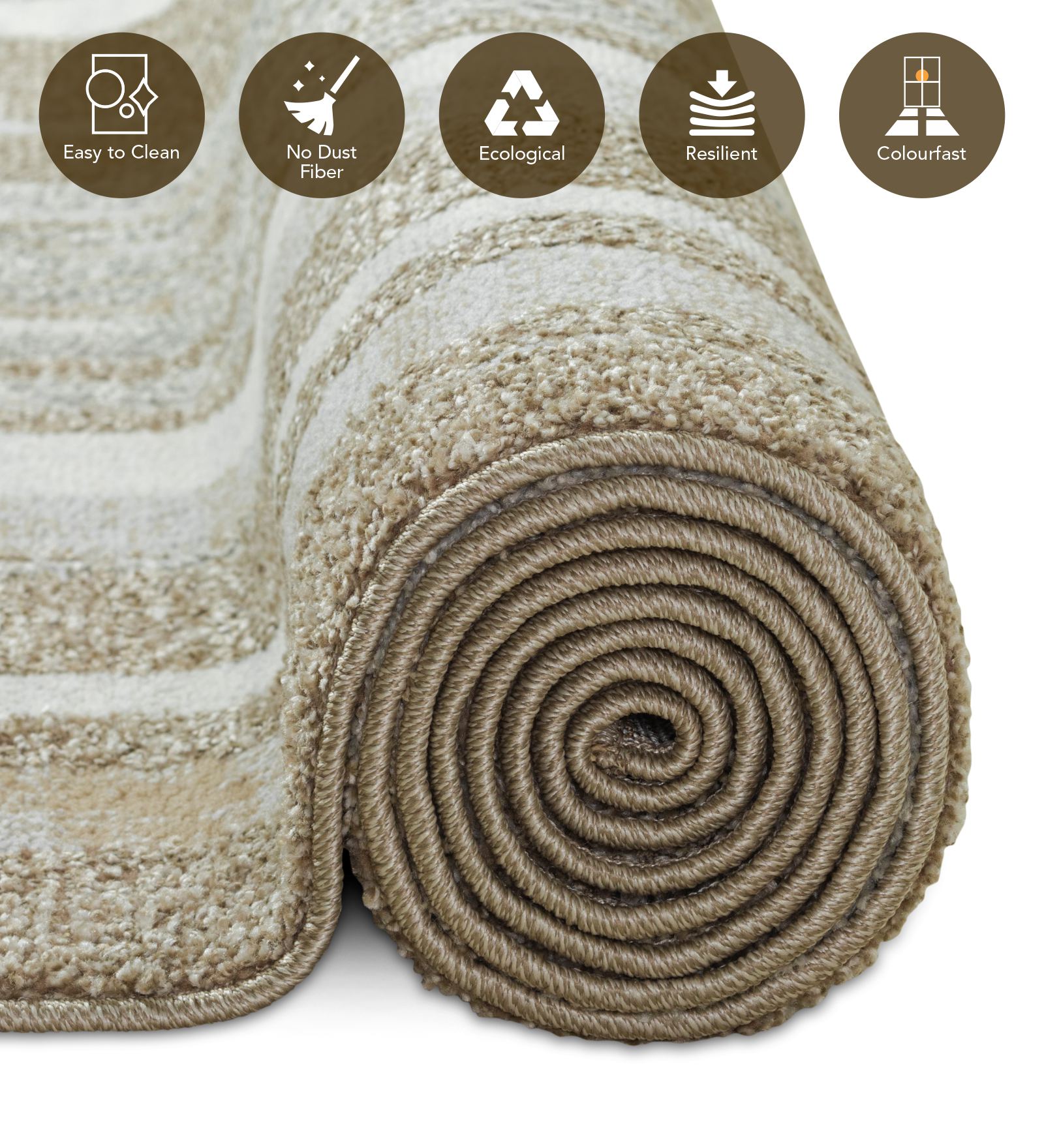Pine Polyester Abstract Carpet Beige