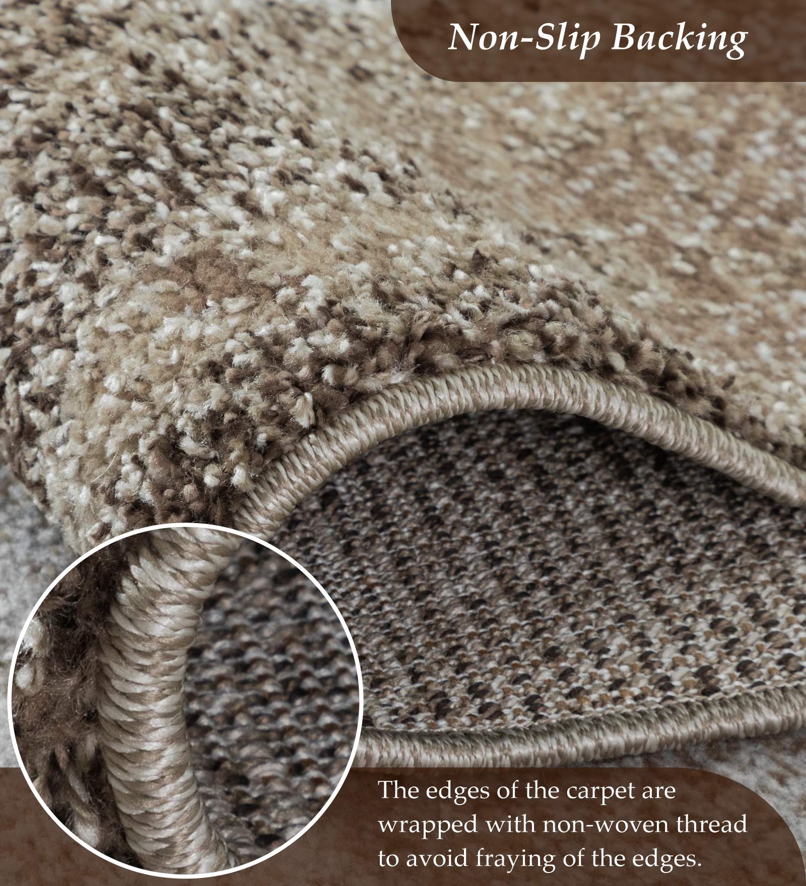 Pine Polyester Abstract Carpet Beige