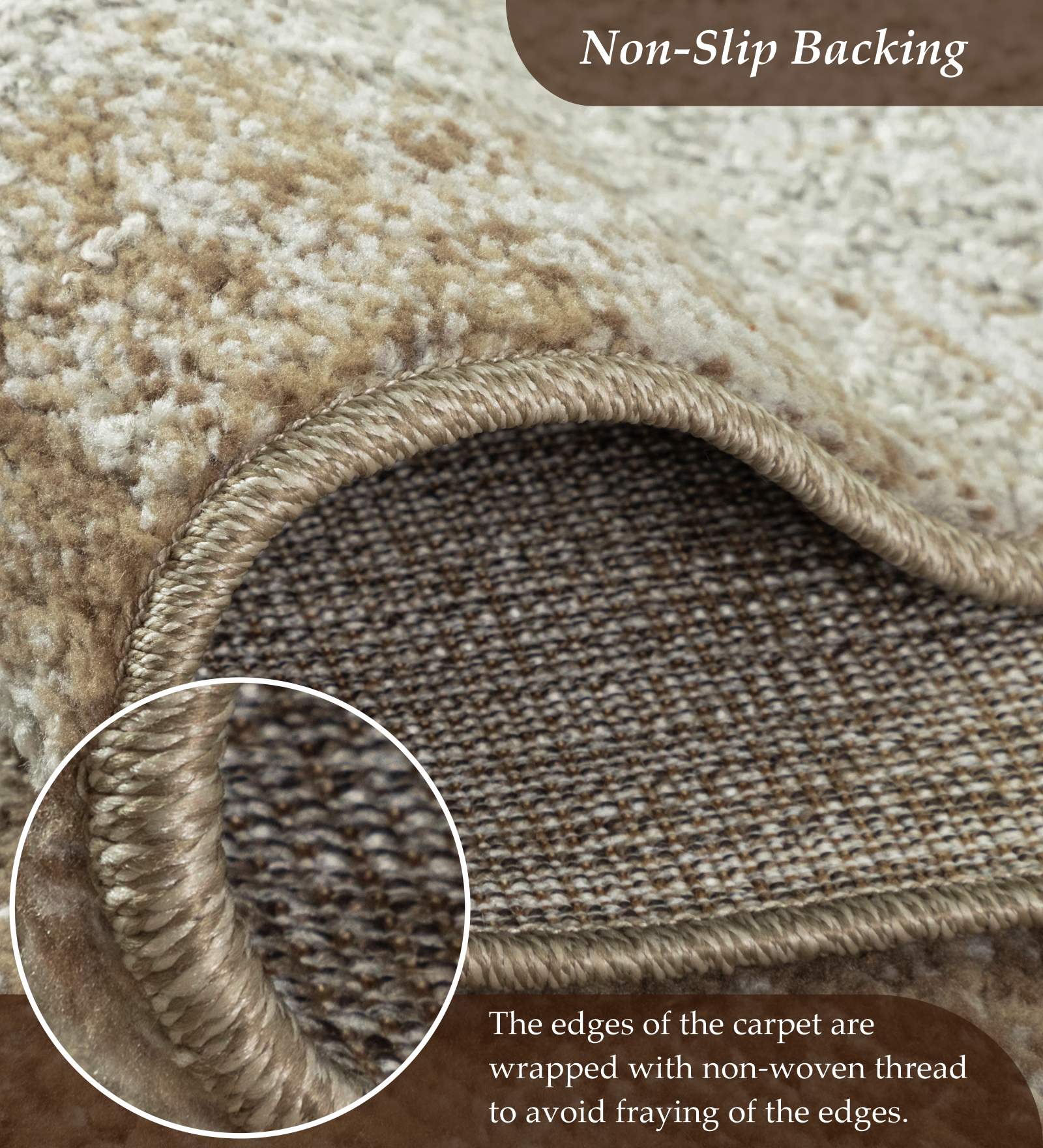 Pine Polyester Abstract Carpet Beige