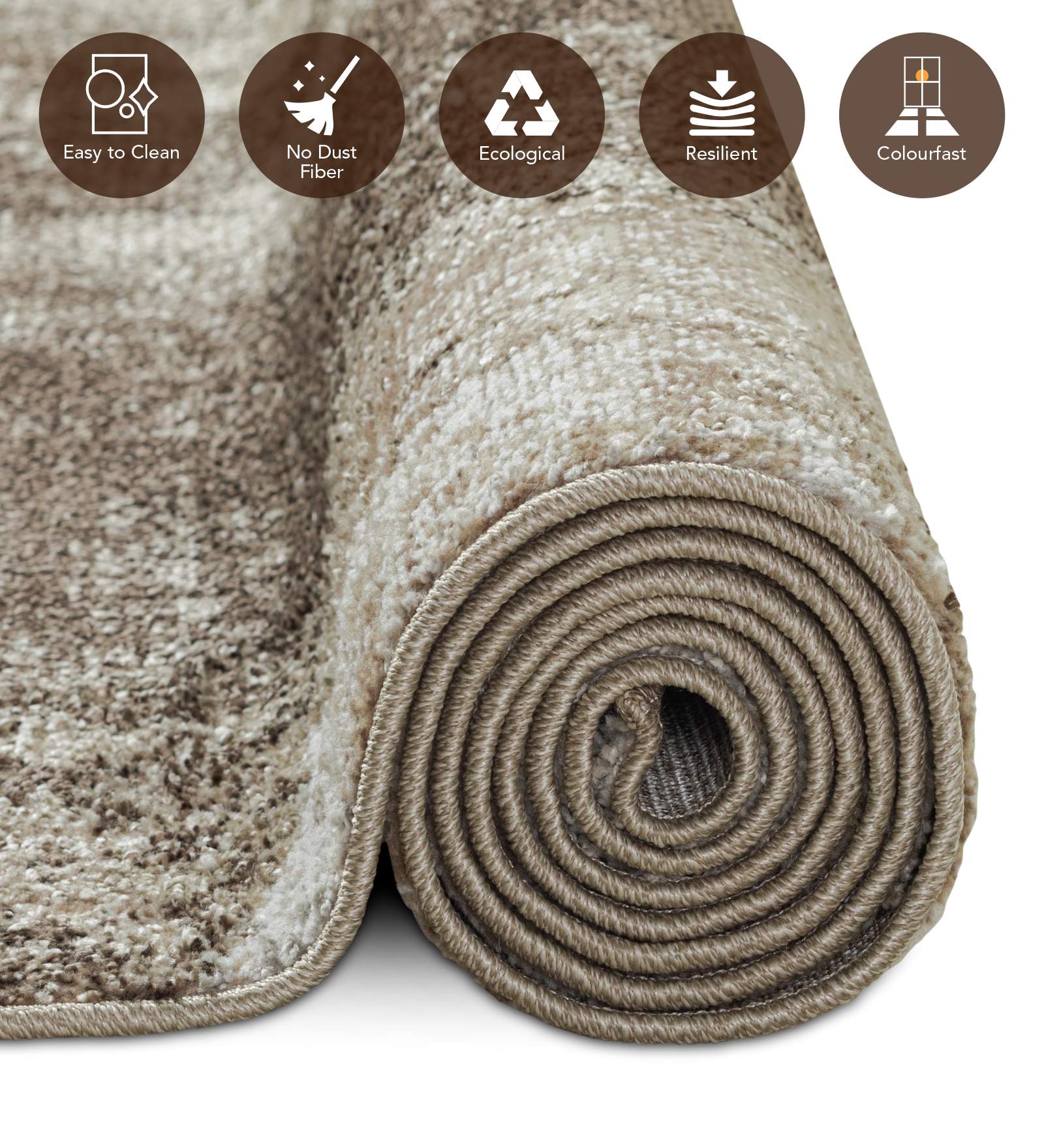 Pine Polyester Abstract Carpet Beige