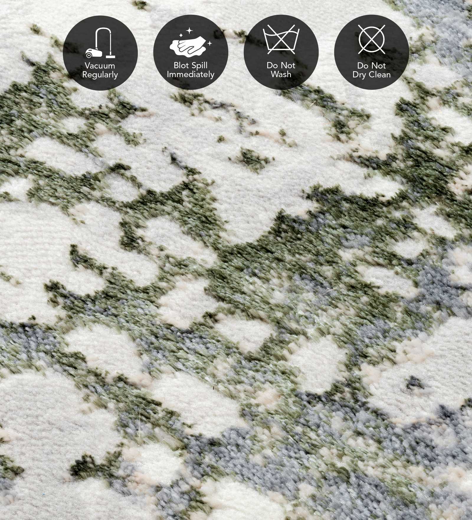 Cuba Polyester Abstract Carpet Green