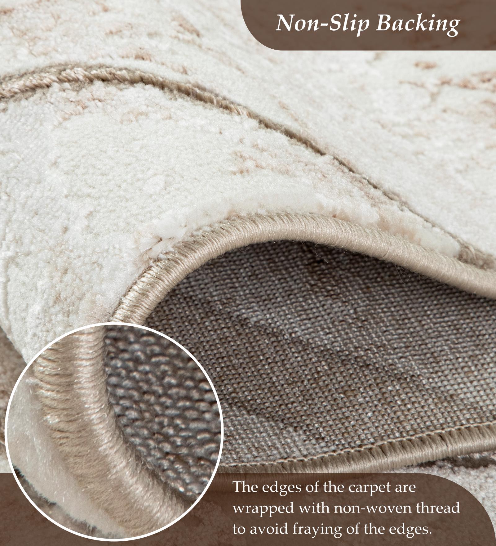 Cuba Polyester Abstract Carpet Beige