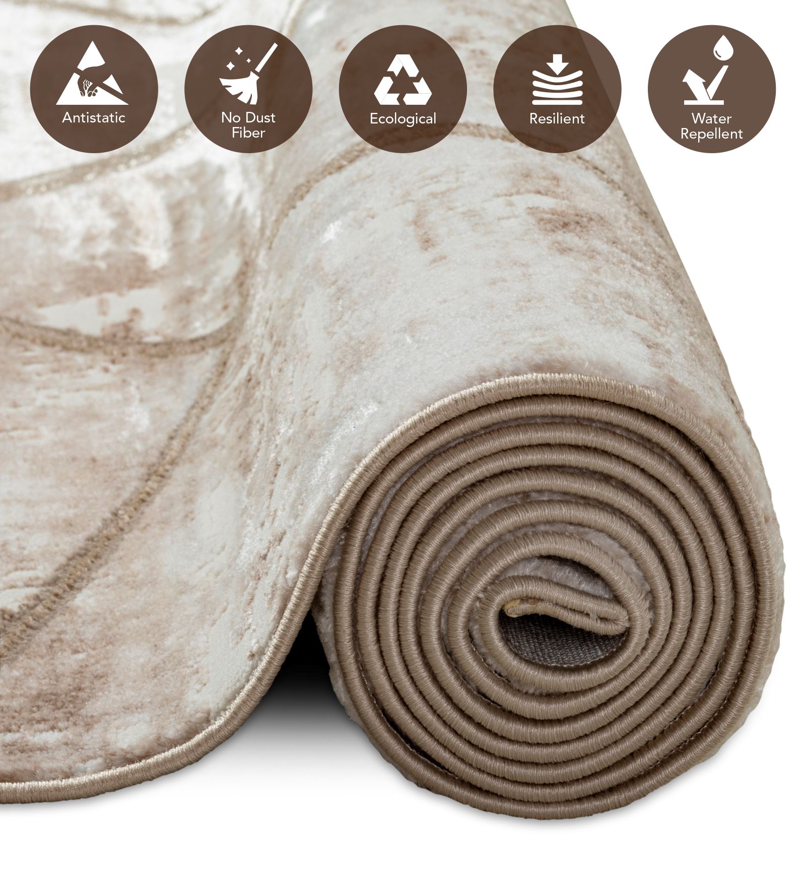 Cuba Polyester Abstract Carpet Beige