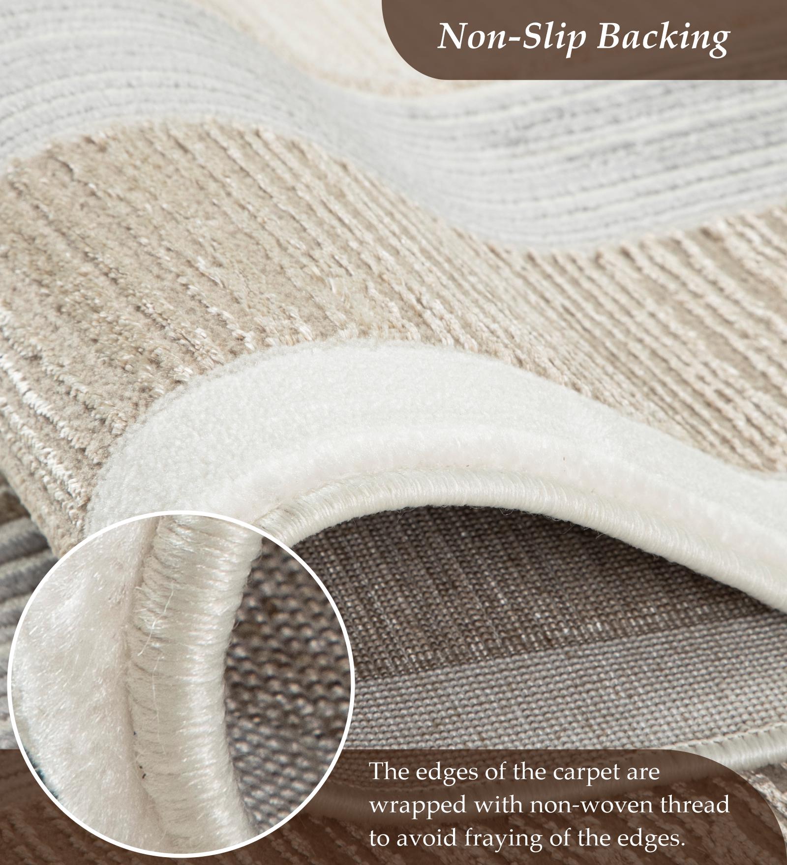 Cuba Polyester Geometric Carpet Beige