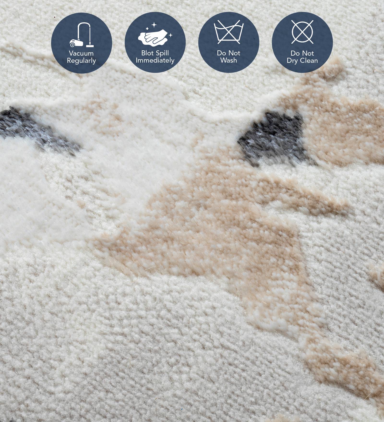 Cuba Polyester Abstract Carpet Cream