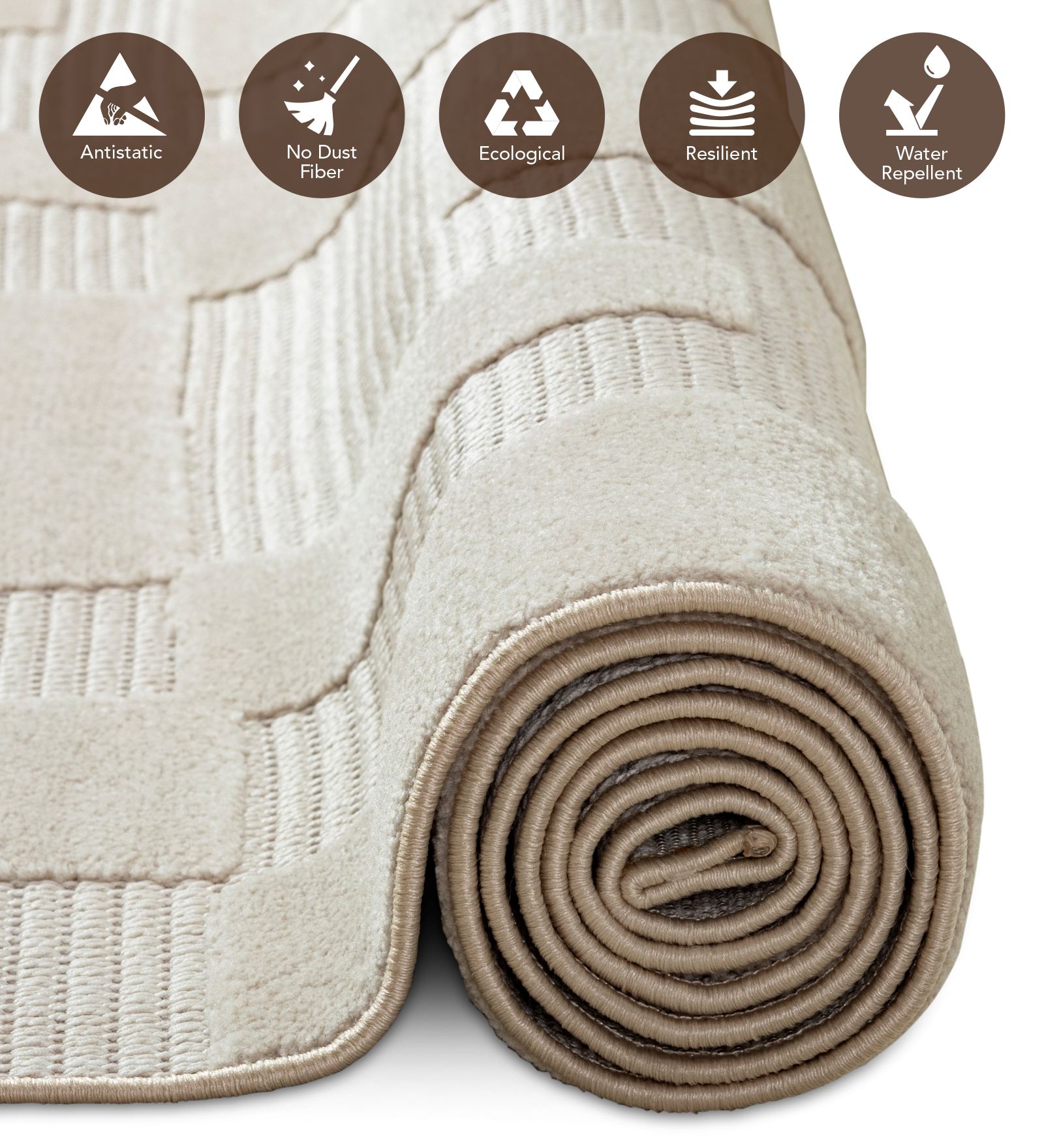 Rosa Polyester Abstract Runner Beige