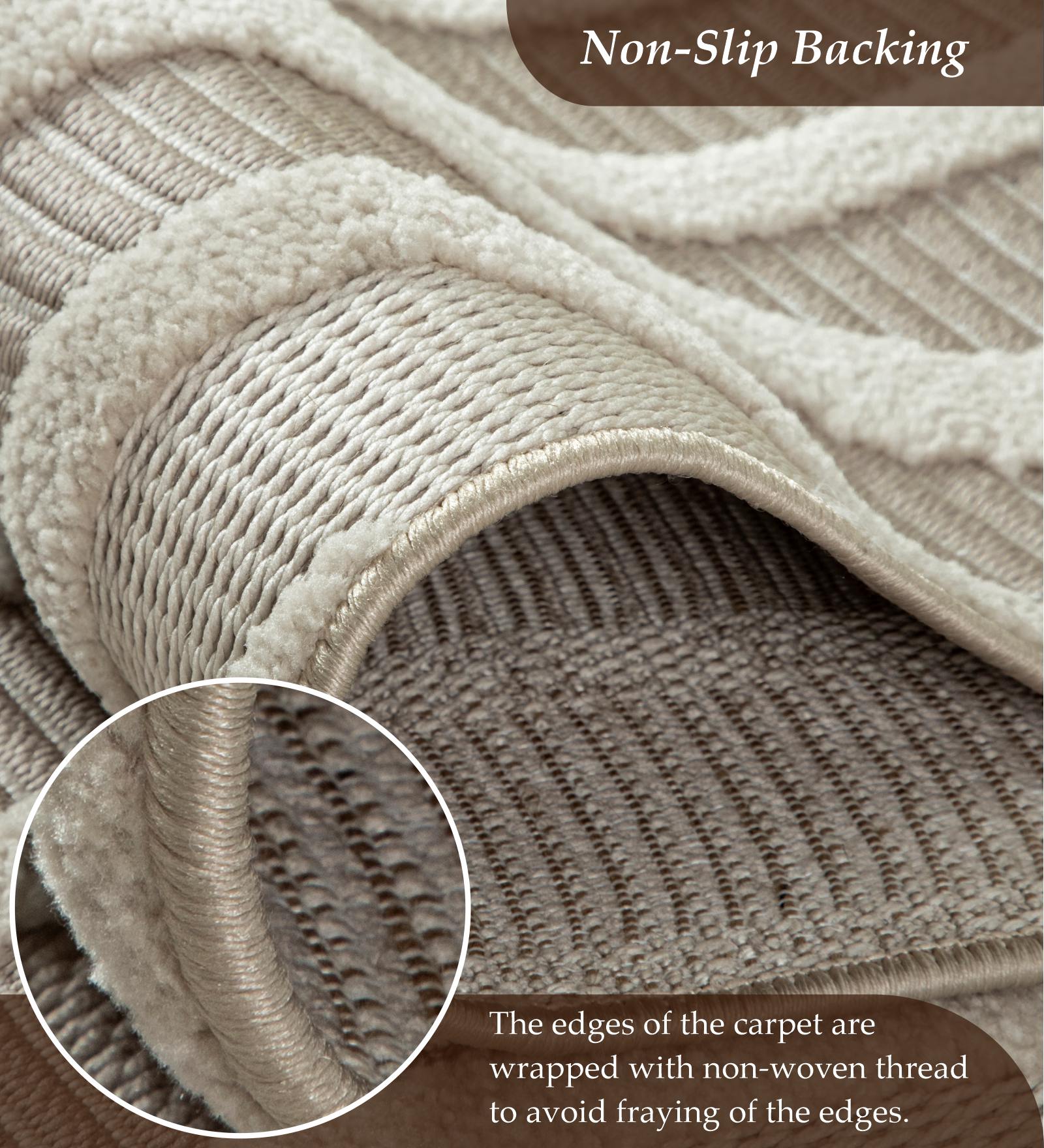 Rosa Polyester Abstract Carpet Beige