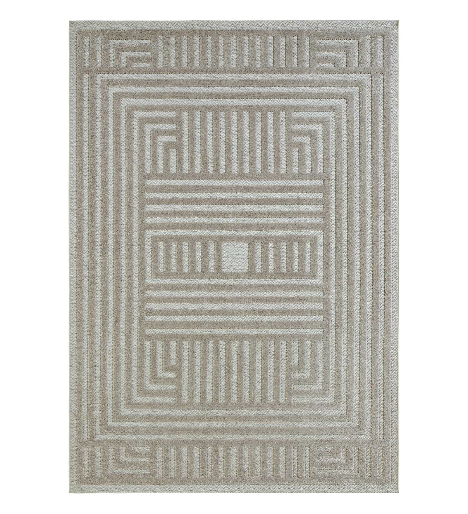 Rosa Polyester Abstract Carpet Beige