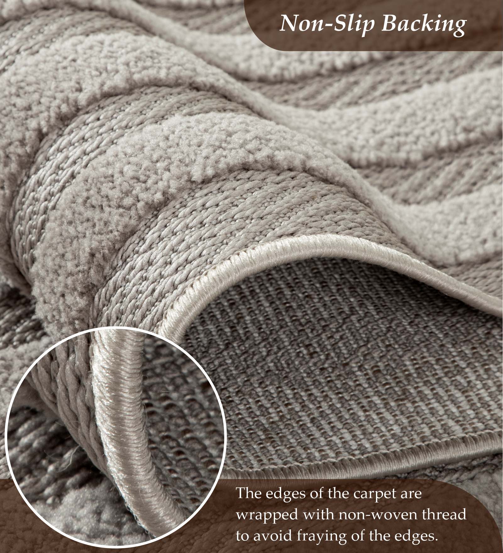 Rosa Polyester Abstract Carpet Beige