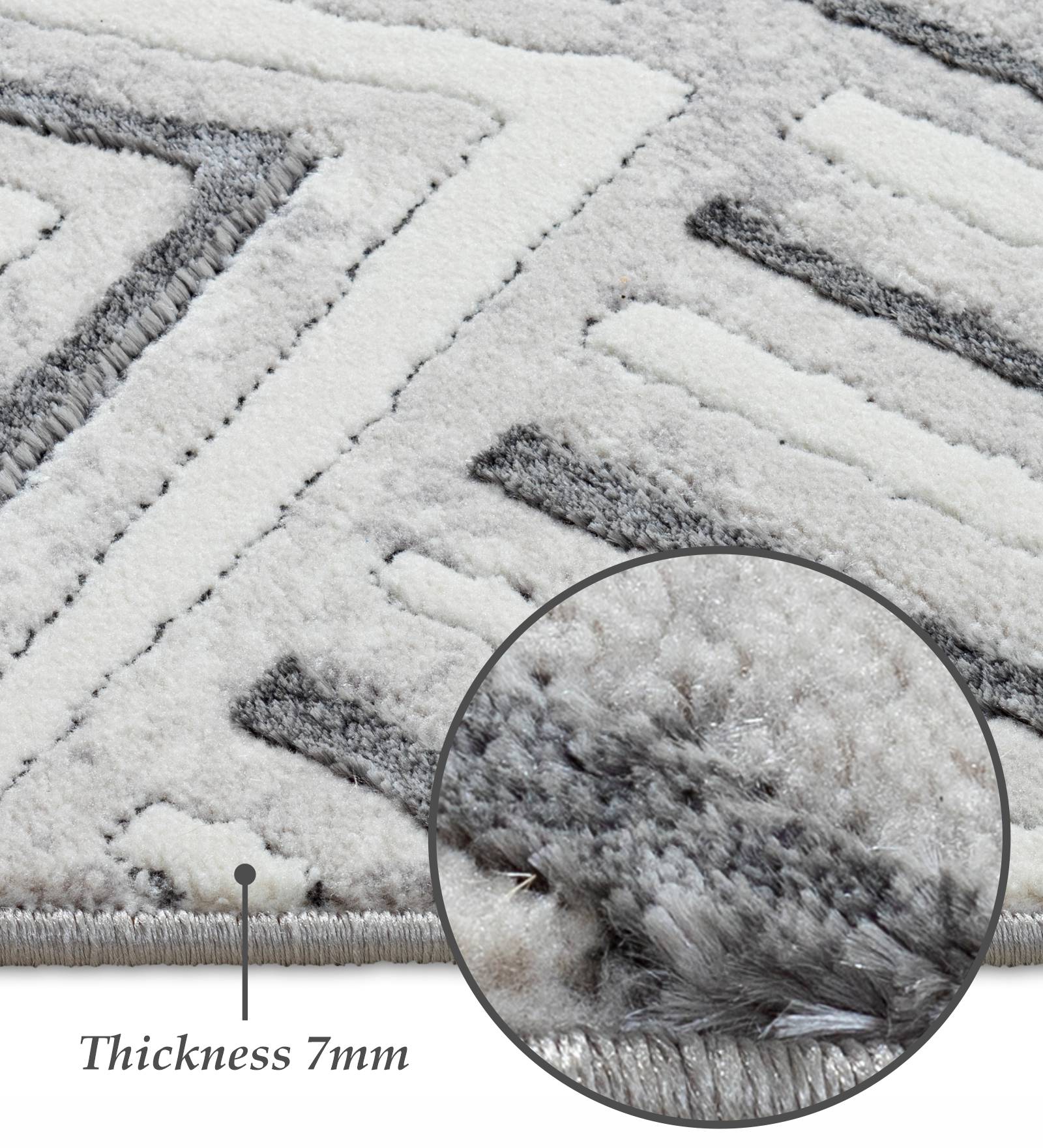Gul Polyester Abstract Carpet Grey