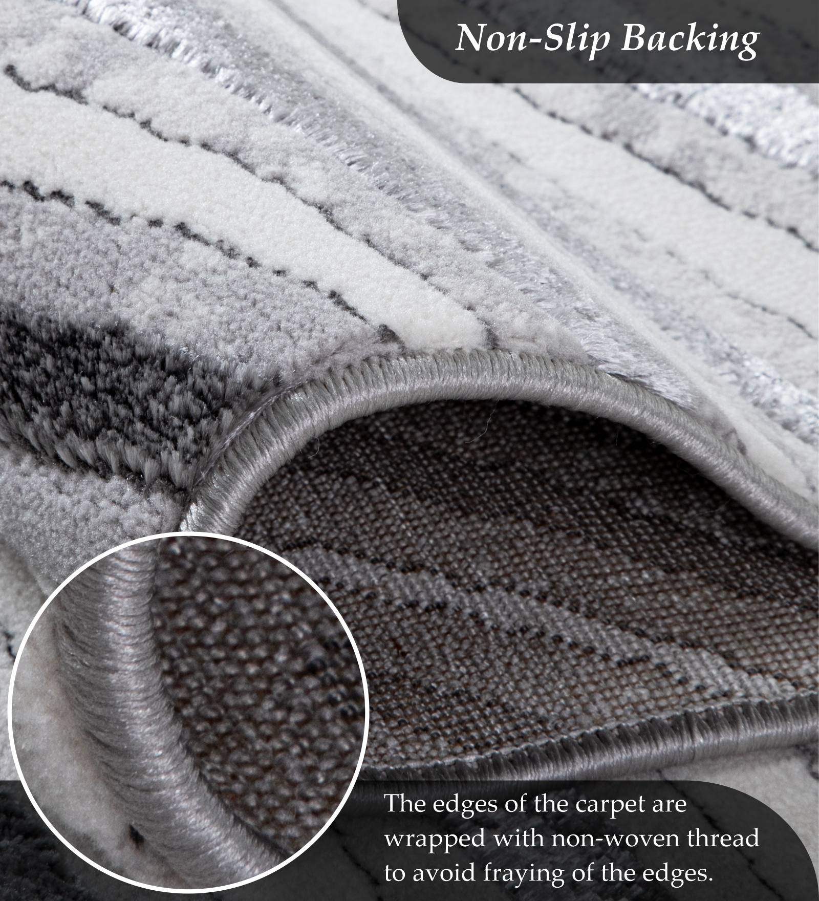 Gul Polyester Abstract Carpet Grey