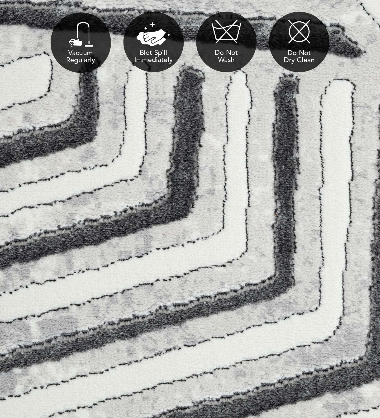 Gul Polyester Abstract Carpet Grey
