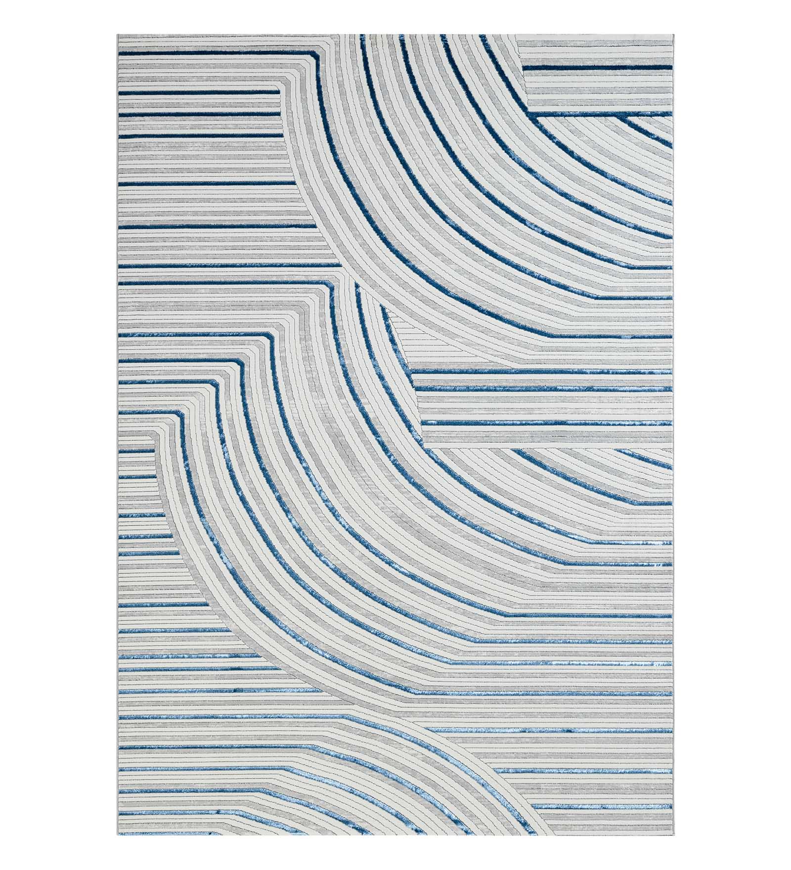 Gul Polyester Abstract Carpet Blue